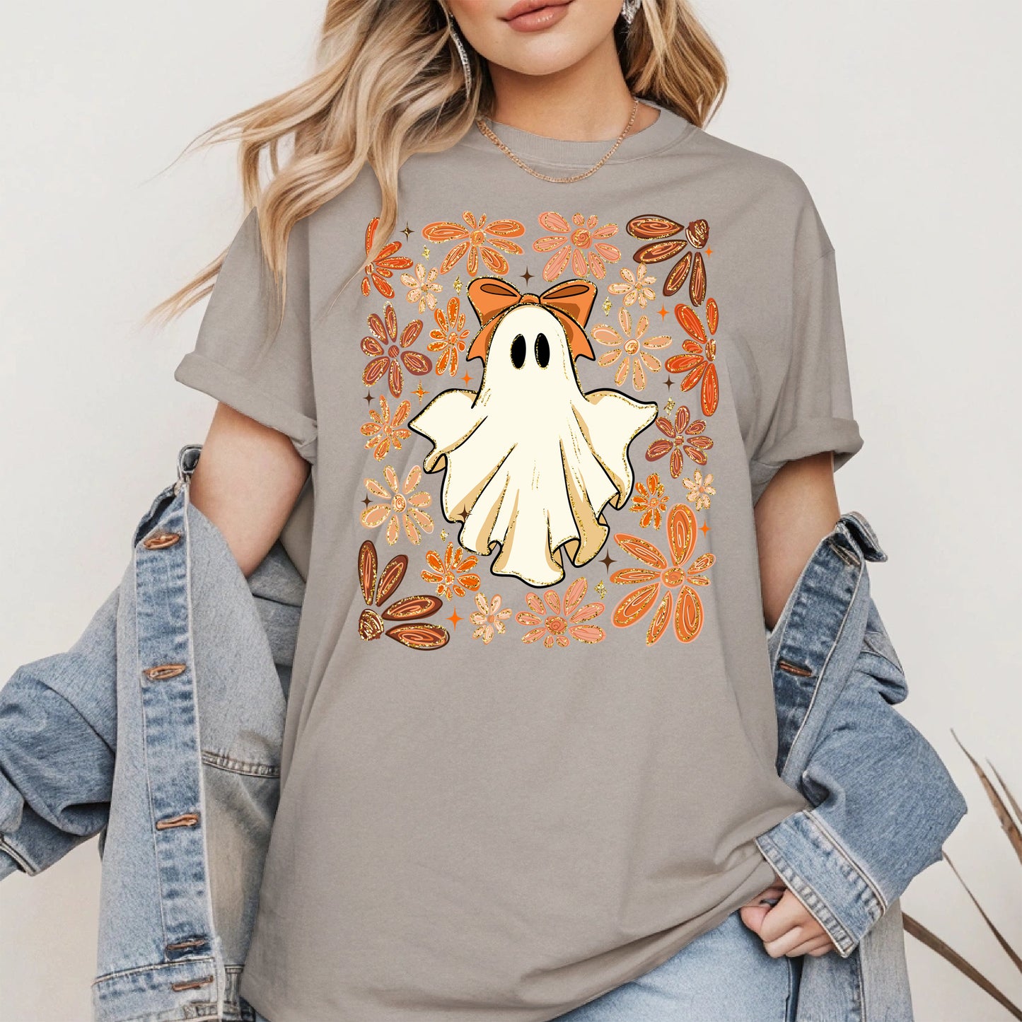Boho floral ghost halloween shirt