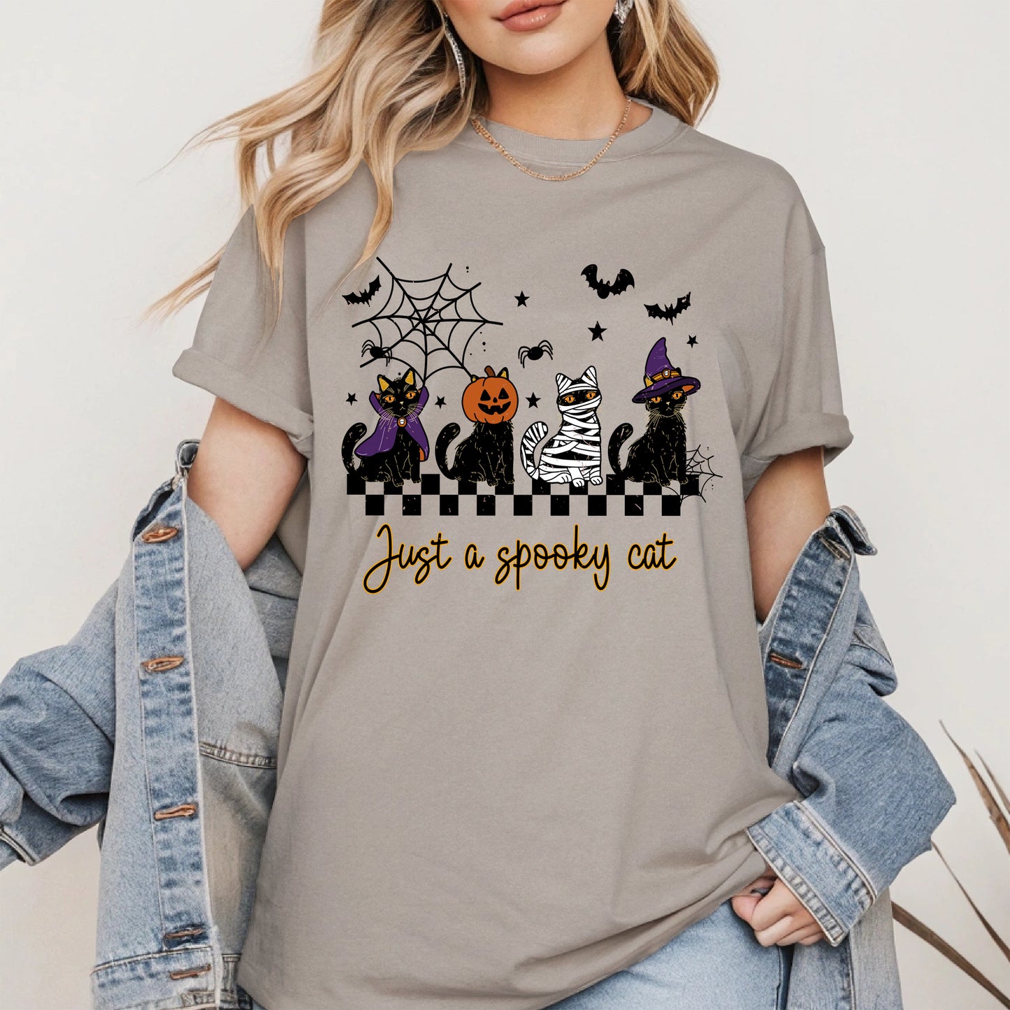 Just a spooky cat halloween shirt