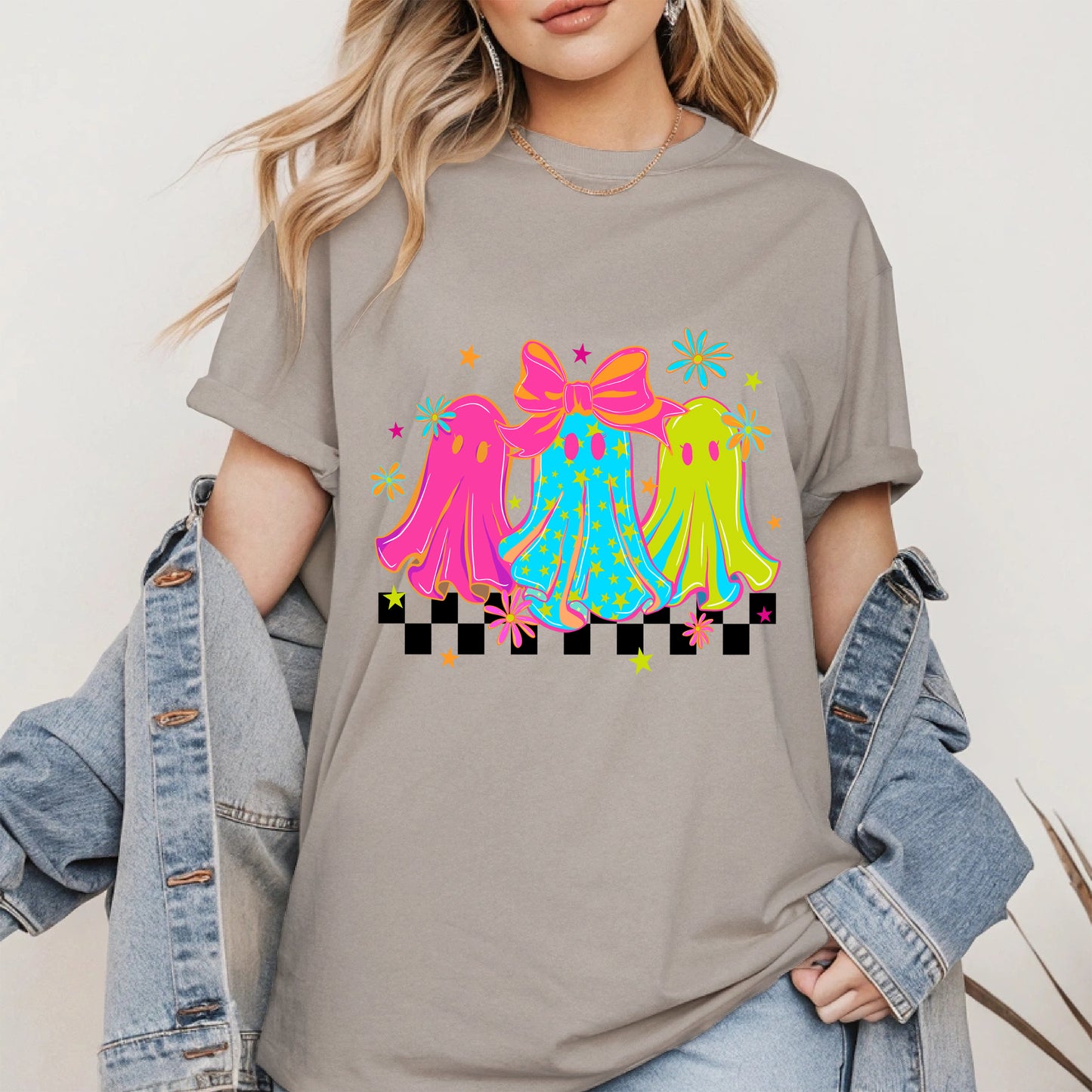 Retro Neon Cute Ghost halloween shirt