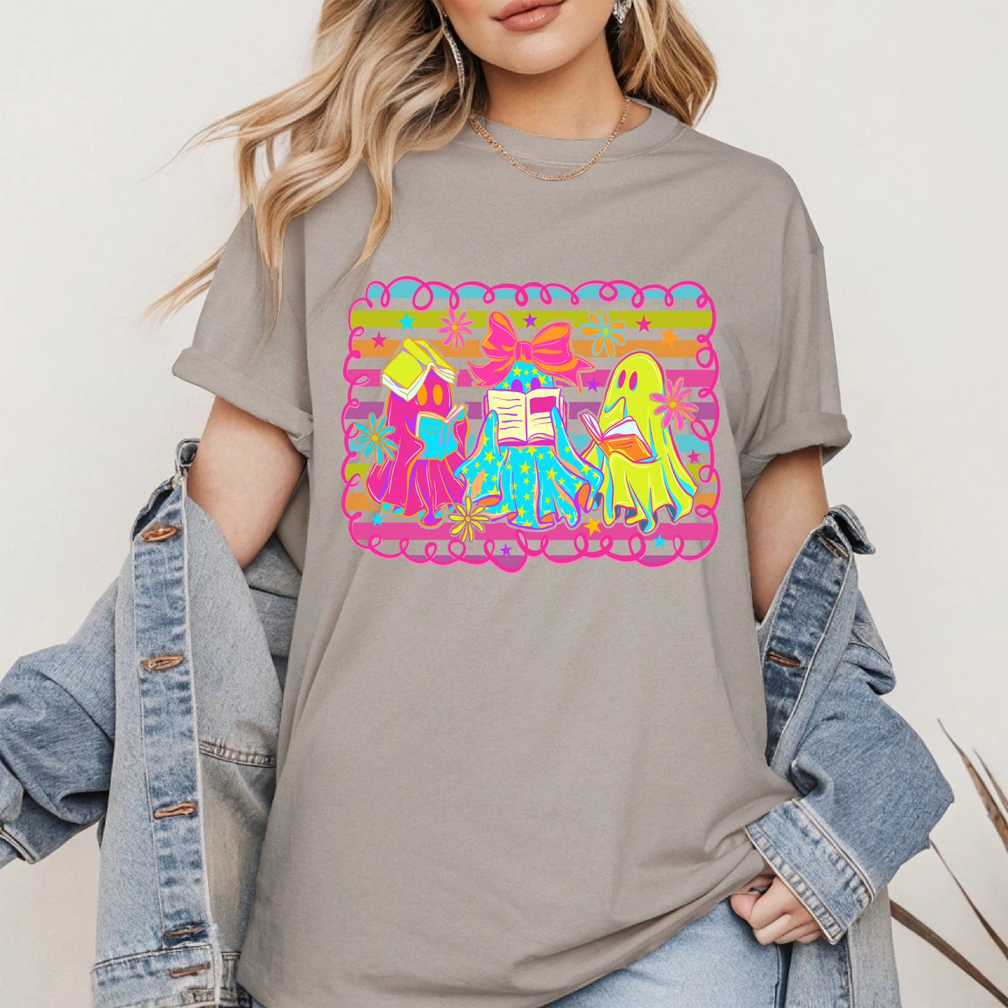 Halloween ghost book shirt and hoodle