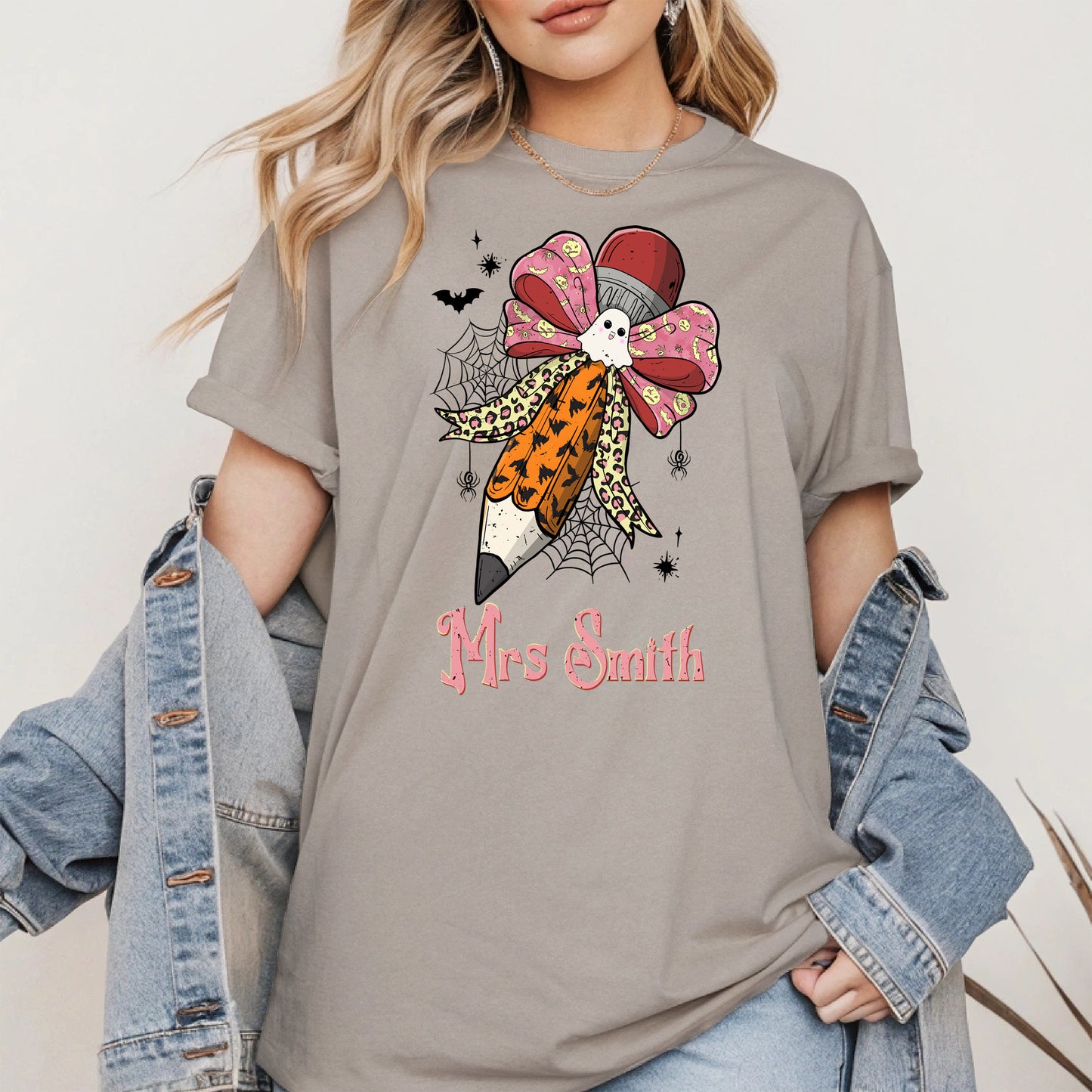 Teacher Pencil Bow Halloween shirt