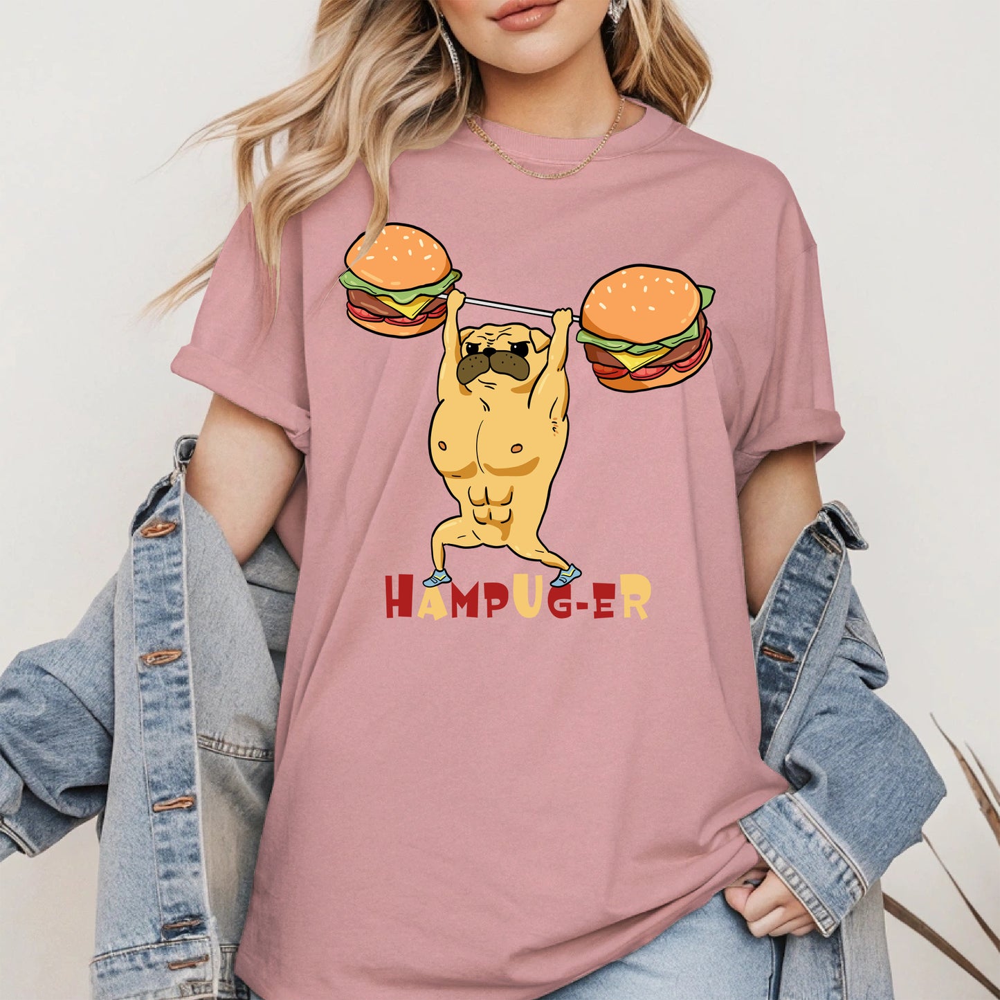Hampug-er Funny Pug Burger Gym Shirt