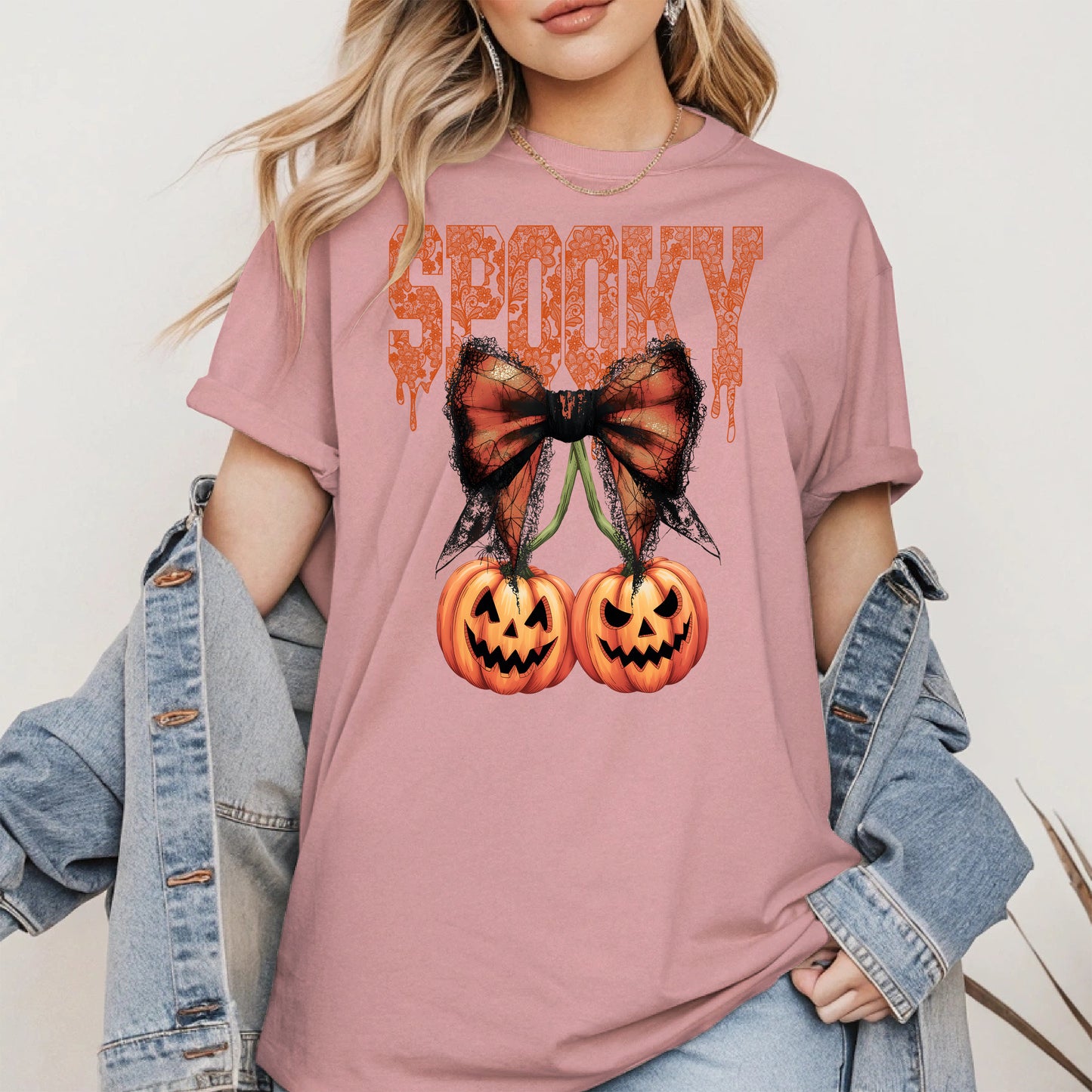 Spooky Bow Pumpkin Shirt Hoodie Sweatshirt for Halloween
