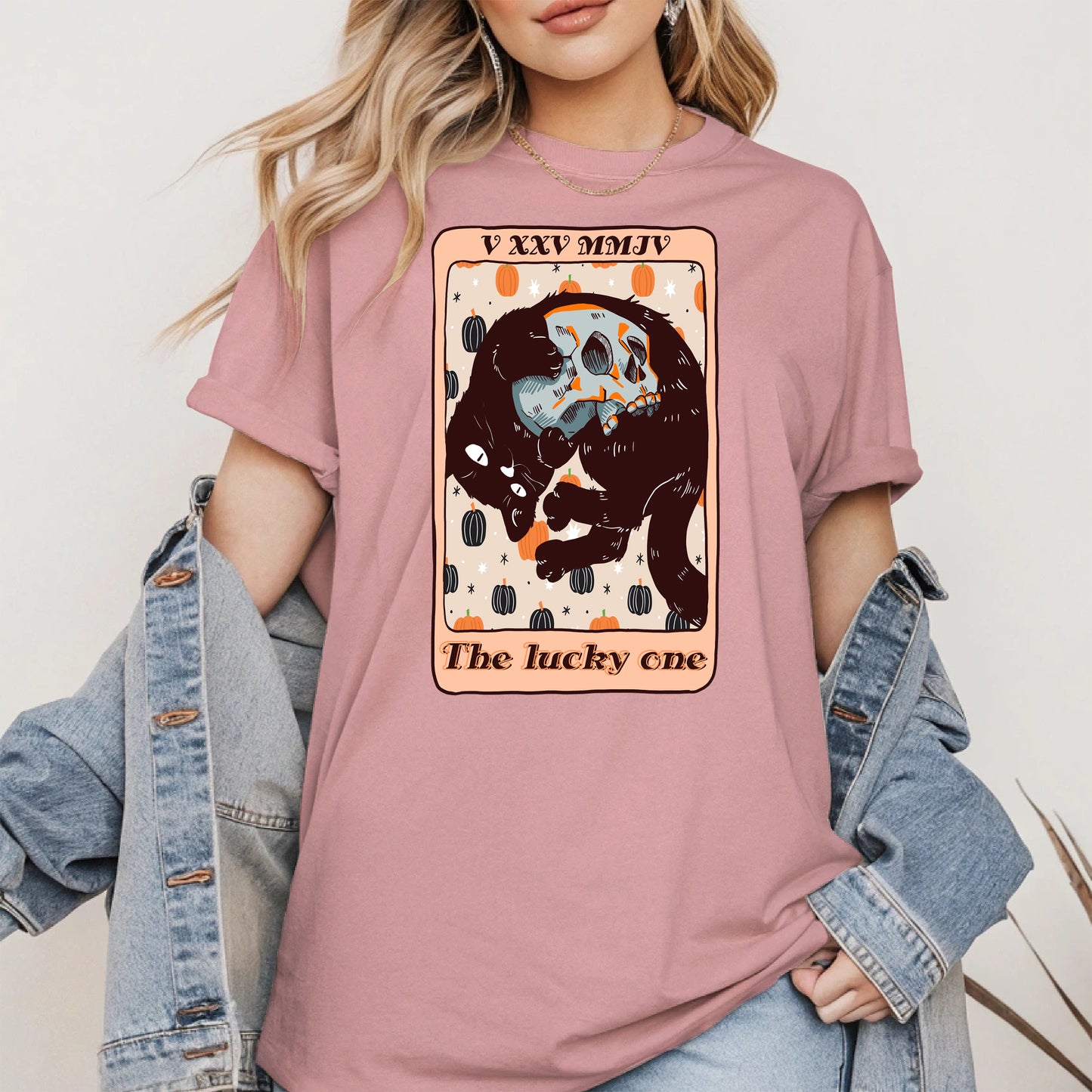 The Lucky One - Halloween Black Cat Tarot Tee