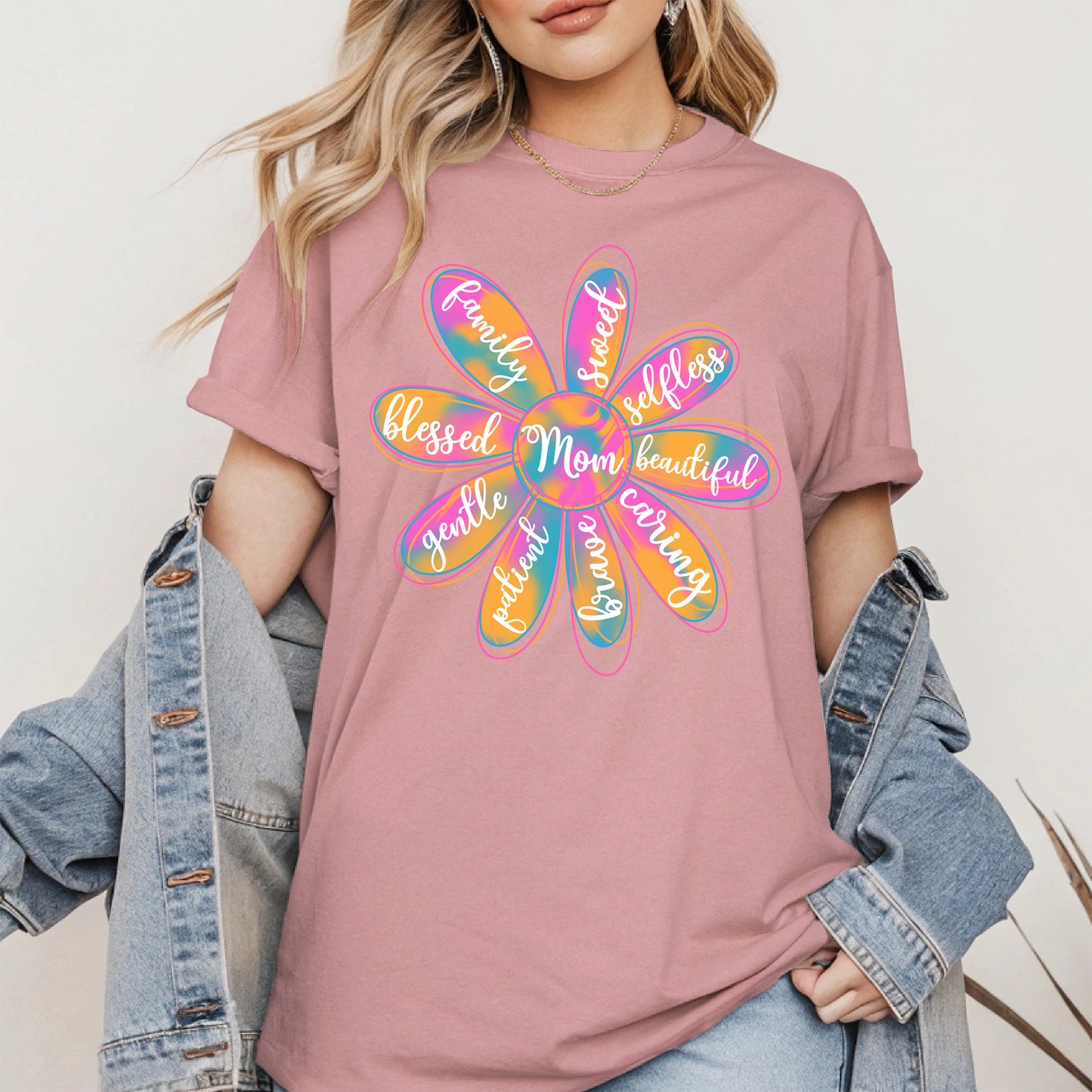 Colorful Flower Mom Shirt Hoodie Sweatshirt Gift for Mothers