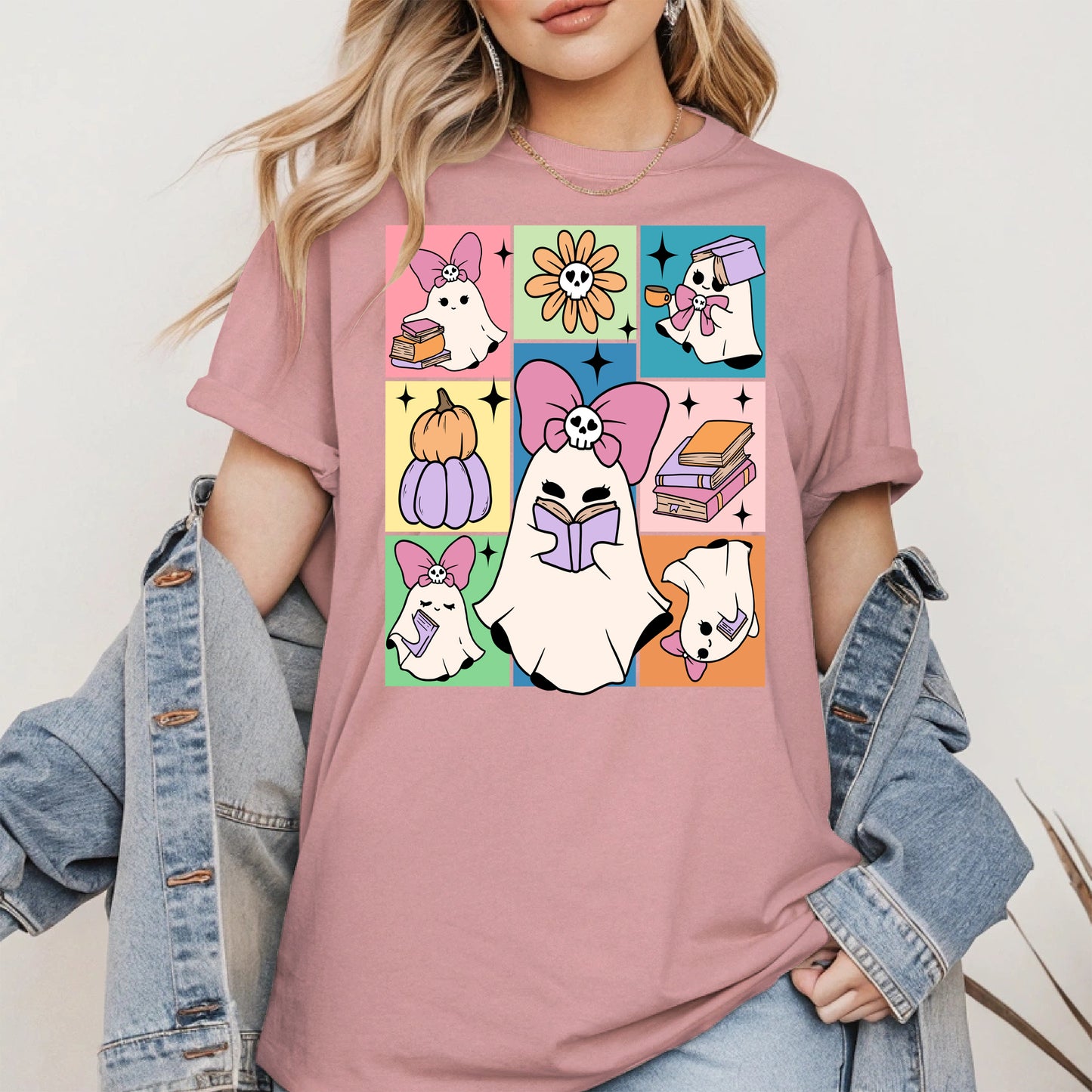 Pastel Ghost Book Lover Halloween Shirt