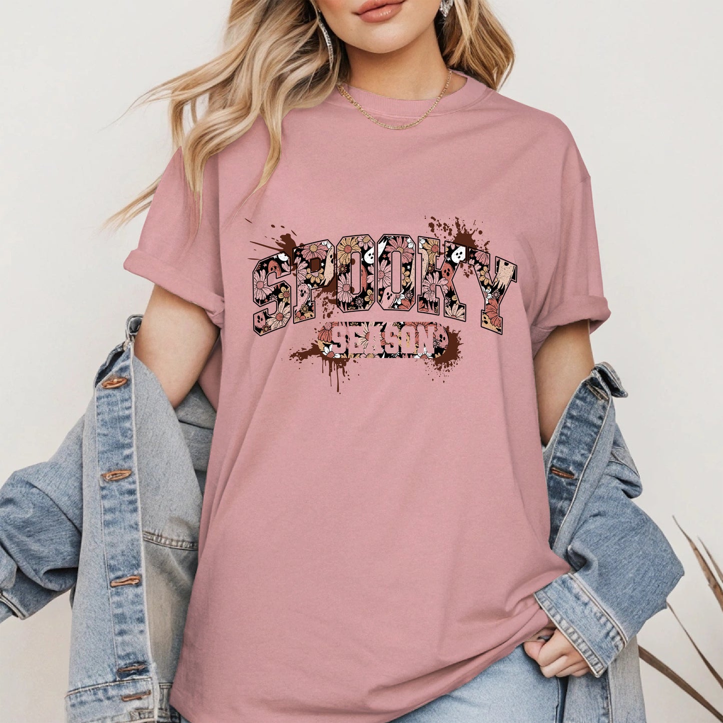 Grunge Floral Spooky Season Shirt