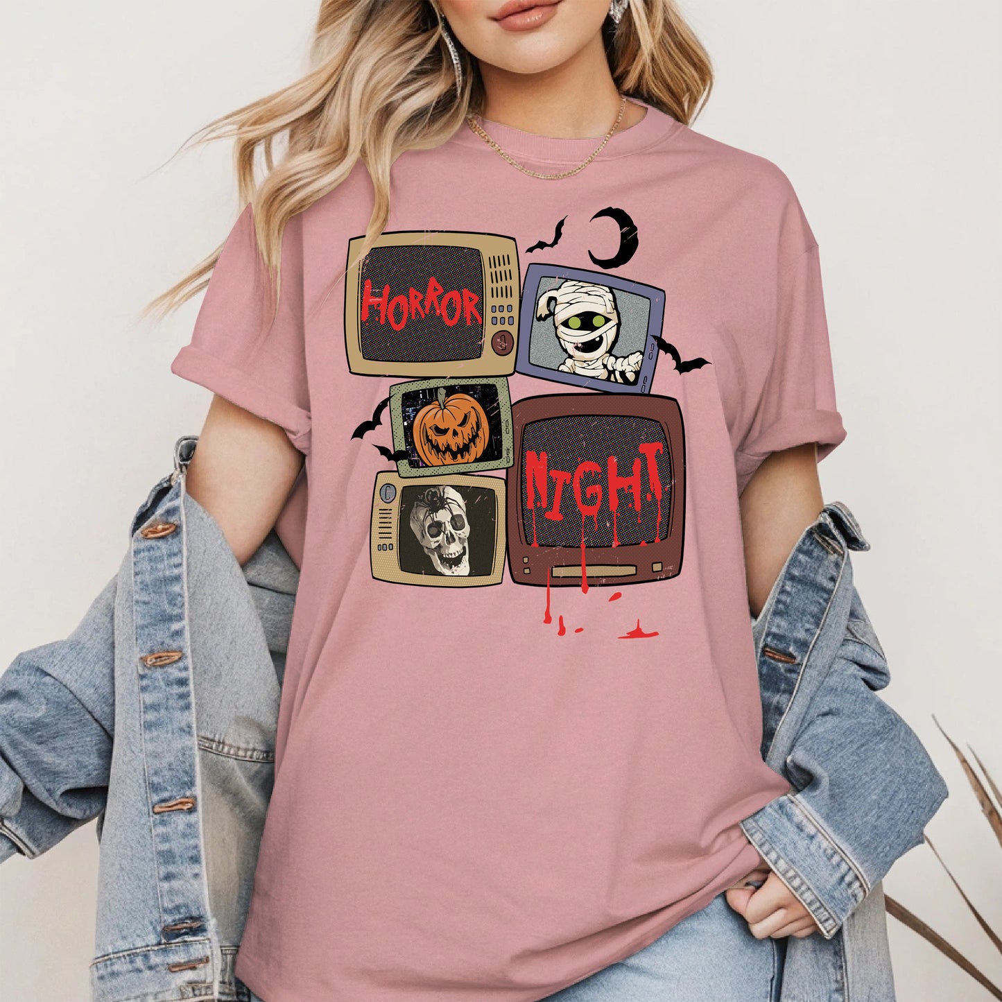 Horror Night Retro TV Halloween Shirt