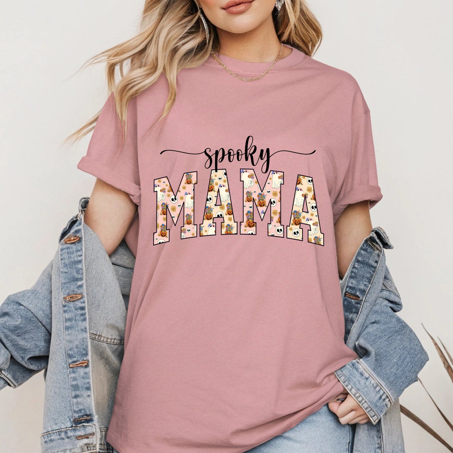 Halloween Mama Shirt for Moms Cute Ghost
