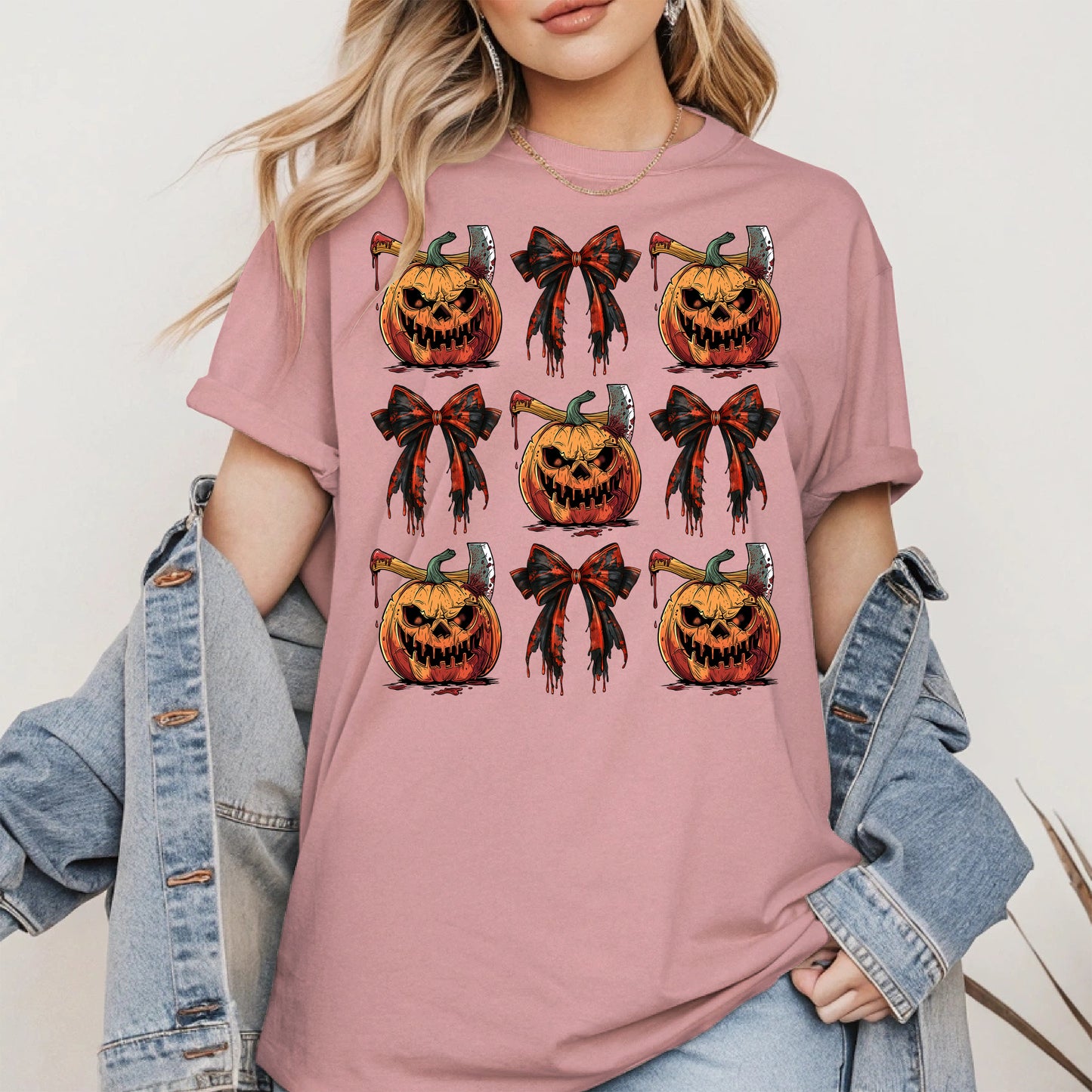 Bloody Pumpkin and Bow Halloween Shirt