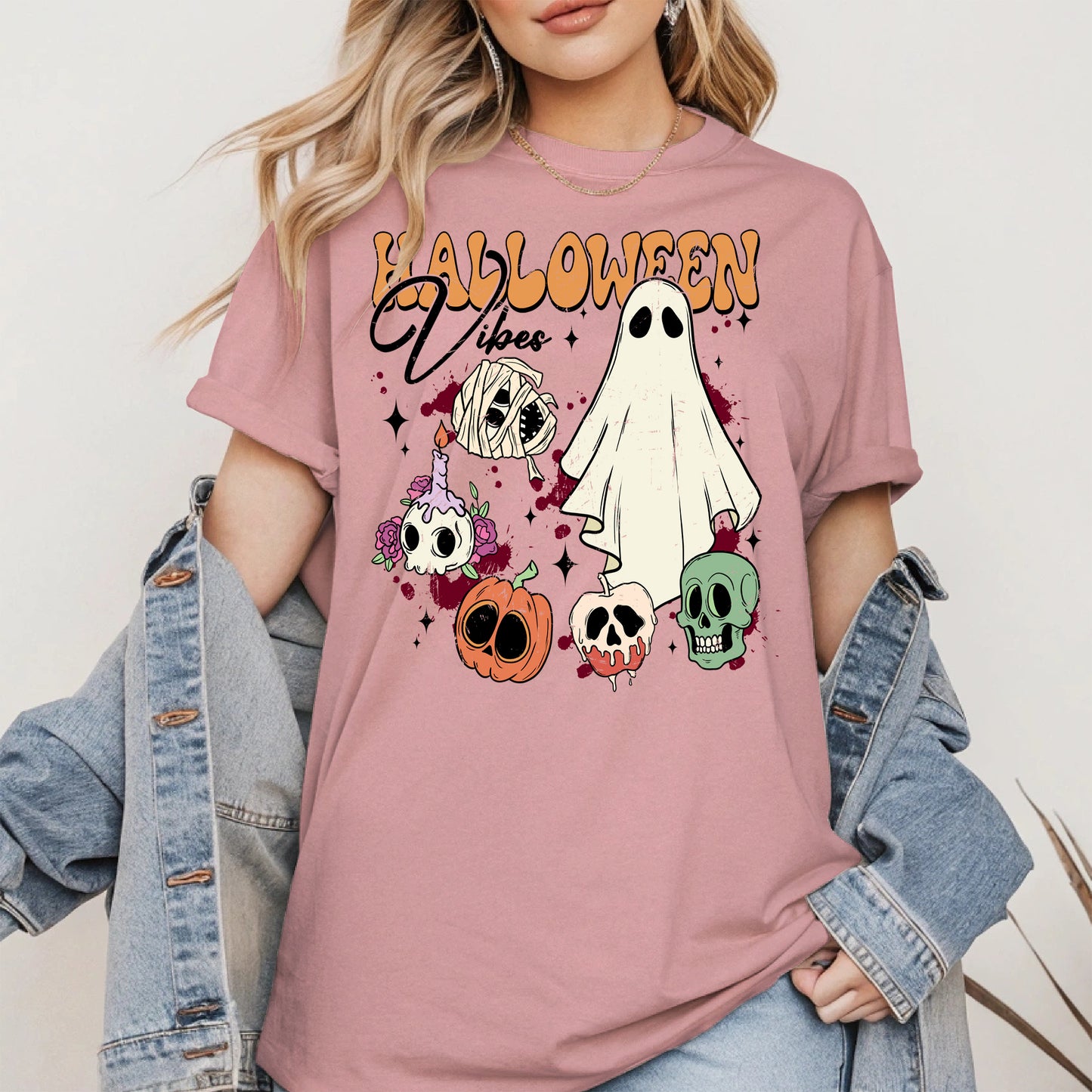 Classic Halloween Ghost and Skull Shirt
