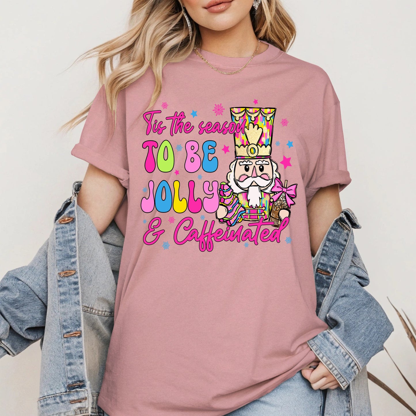 Tis the Season To Be Jolly and Caffeinated Christmas Shirt