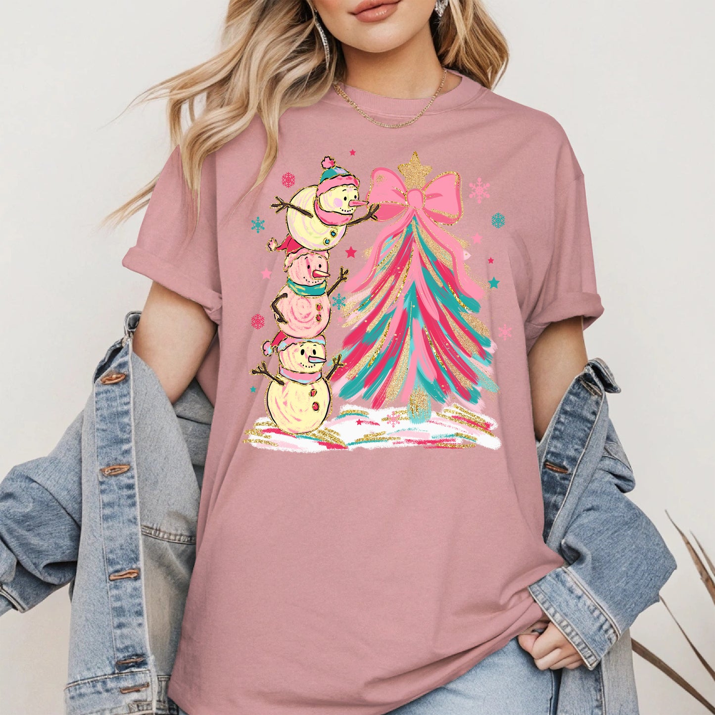 Stacked Snowmen Christmas Tree Shirt