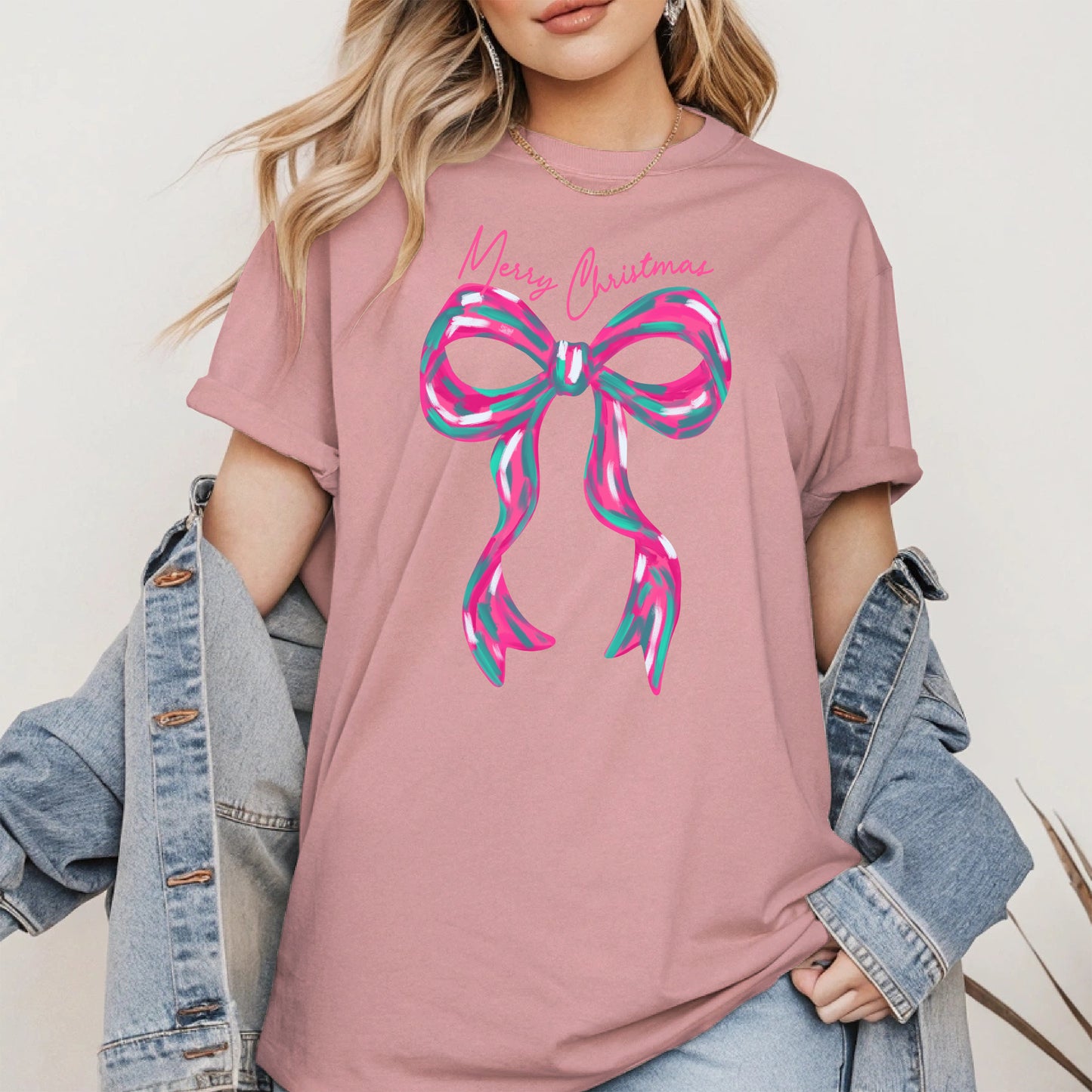 Merry Christmas Coquette Bow Shirt