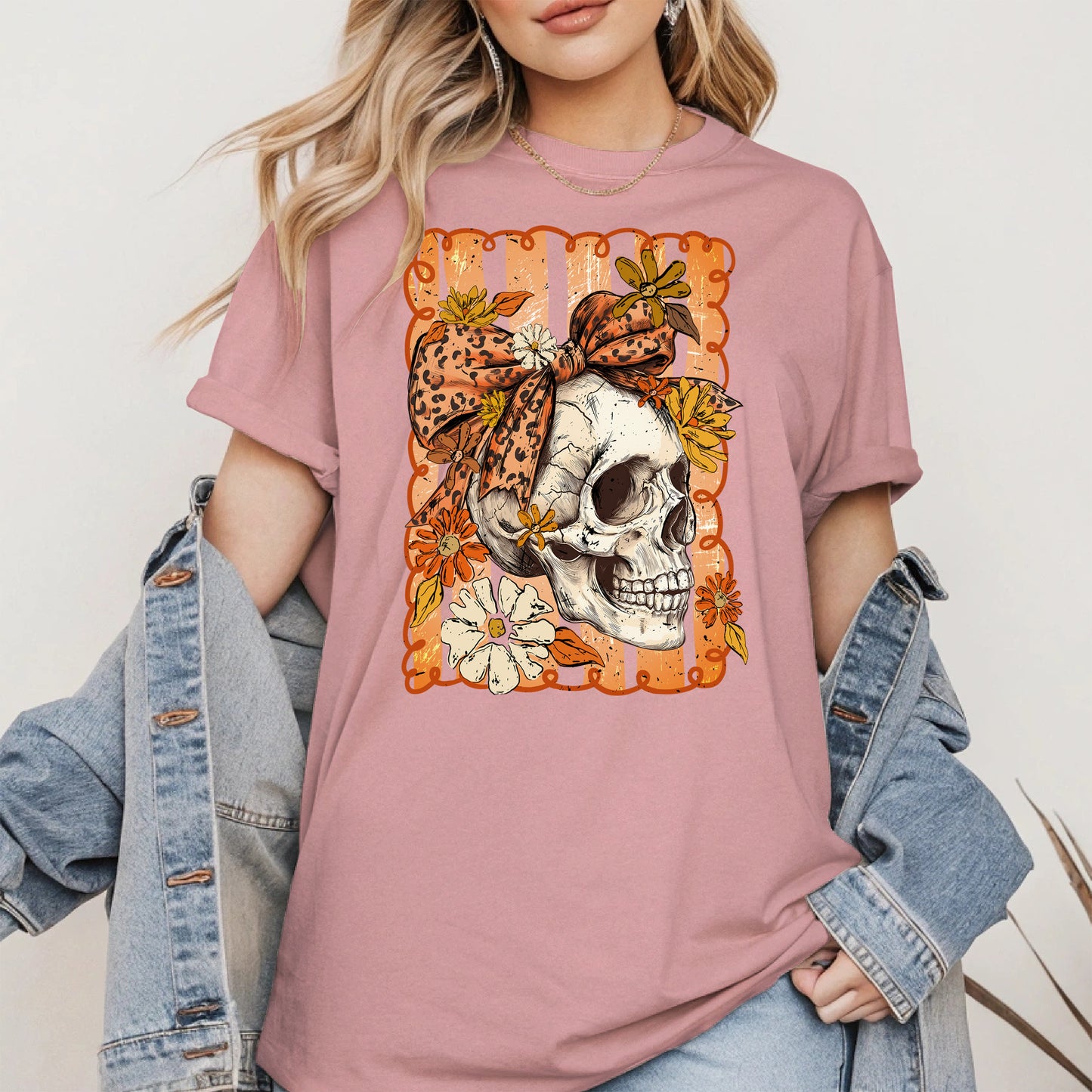 Skull Fall Bow halloween shirt