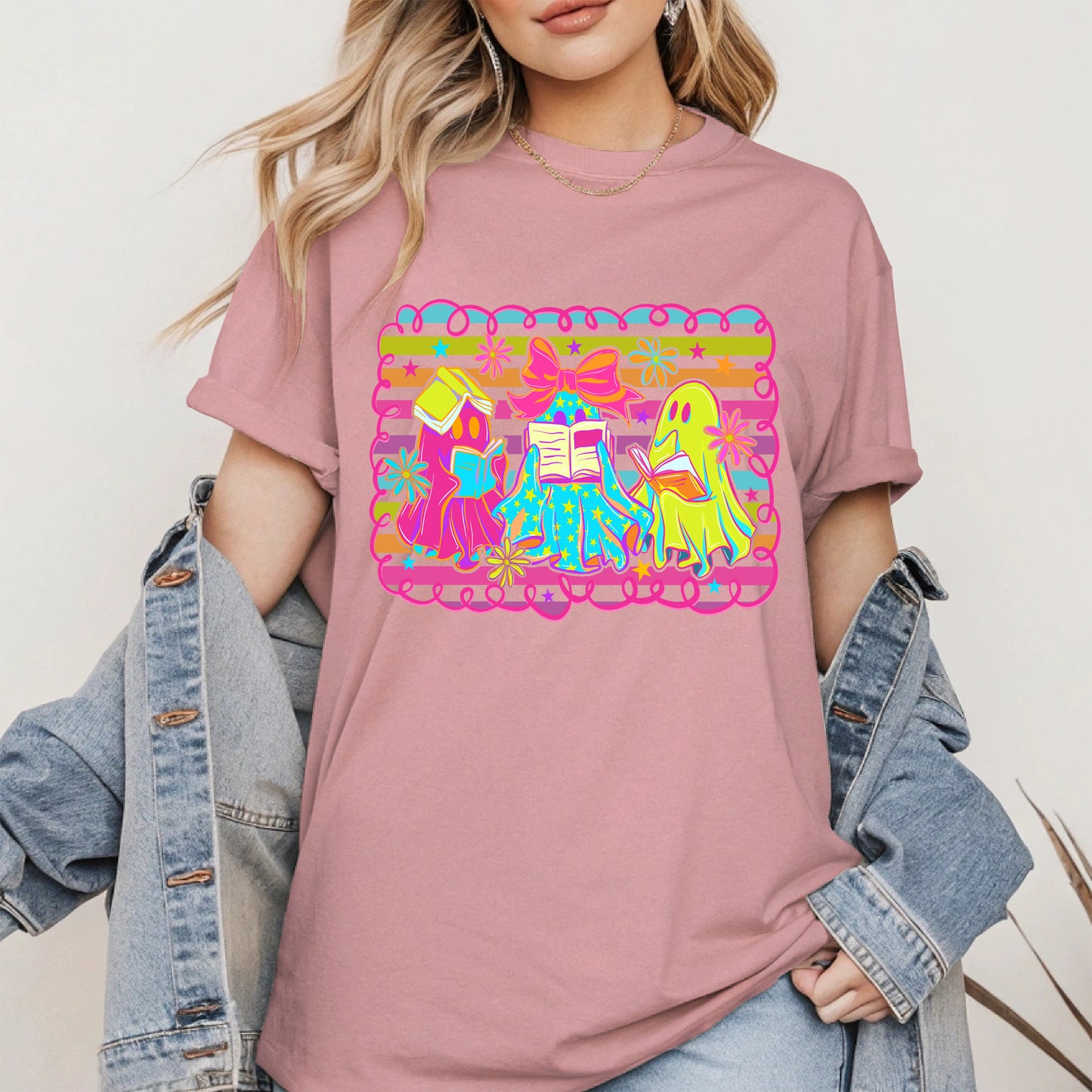 Halloween ghost book shirt and hoodle