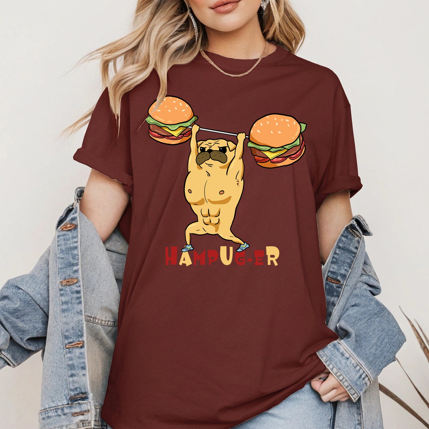 Hampug-er Funny Pug Burger Gym Shirt