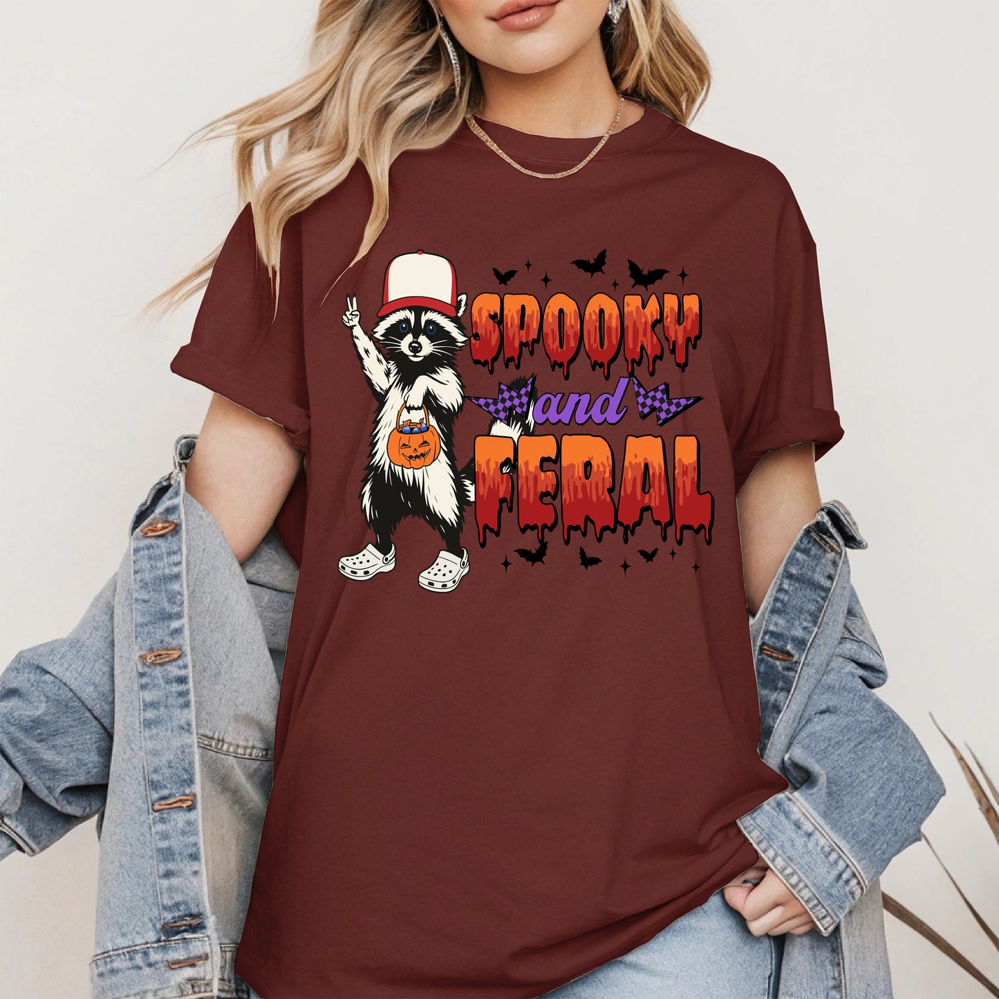 Spooky and Feral Shirt Hoodie Sweatshirt for Halloween Lovers