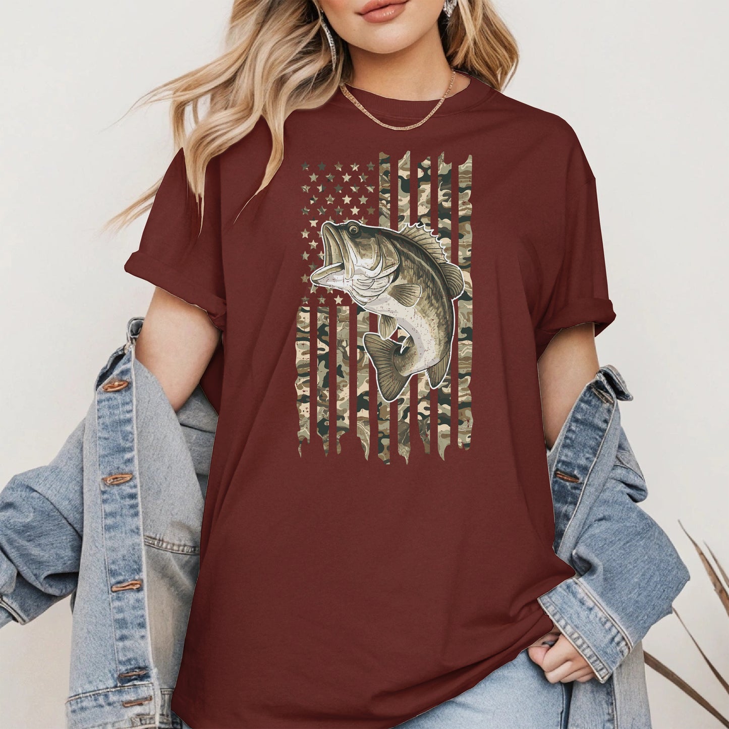 Patriotic Camo American Flag Fishing Shirt Hoodie