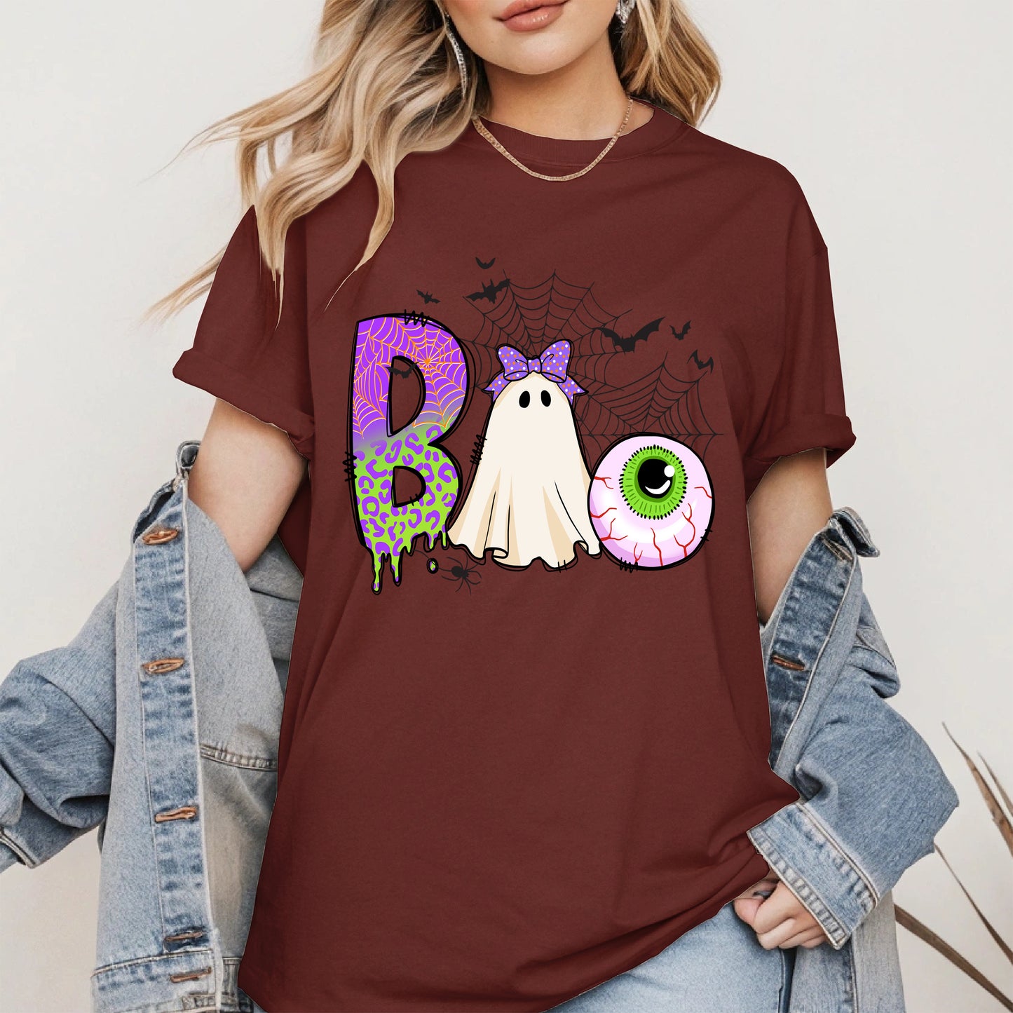BOO Ghost Eyeball Shirt Hoodie Sweatshirt for Halloween Fun