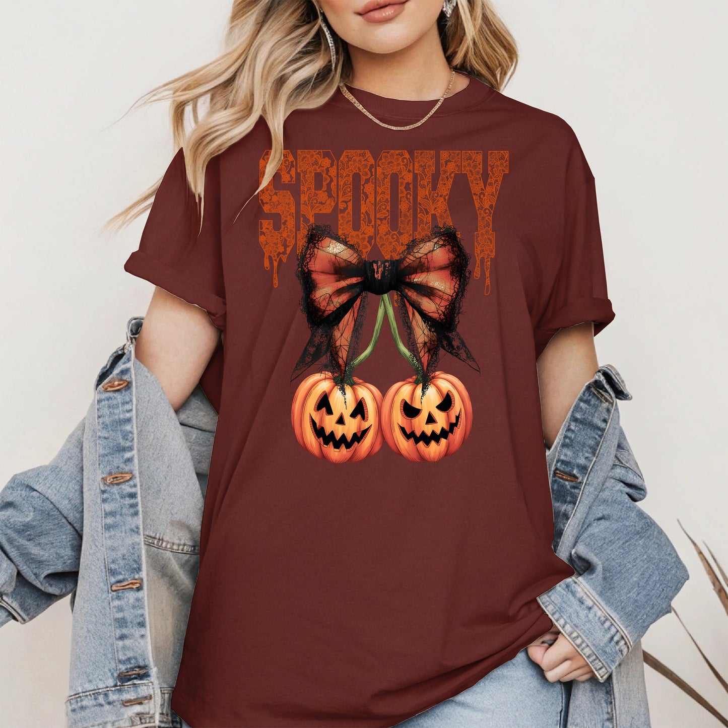 Spooky Bow Pumpkin Shirt Hoodie Sweatshirt for Halloween
