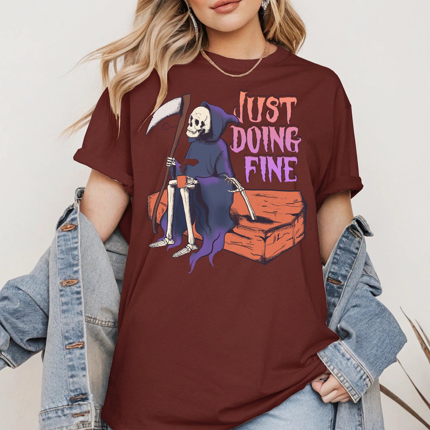 Just Doing Fine Grim Reaper Shirt