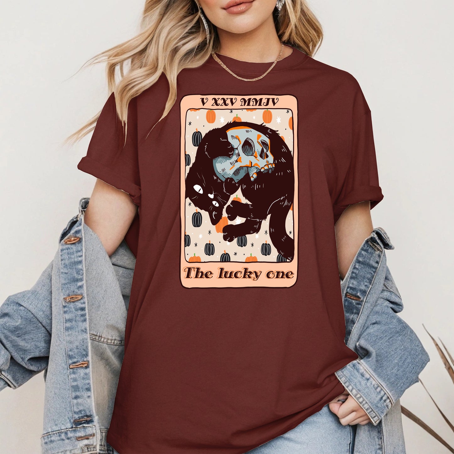 The Lucky One - Halloween Black Cat Tarot Tee