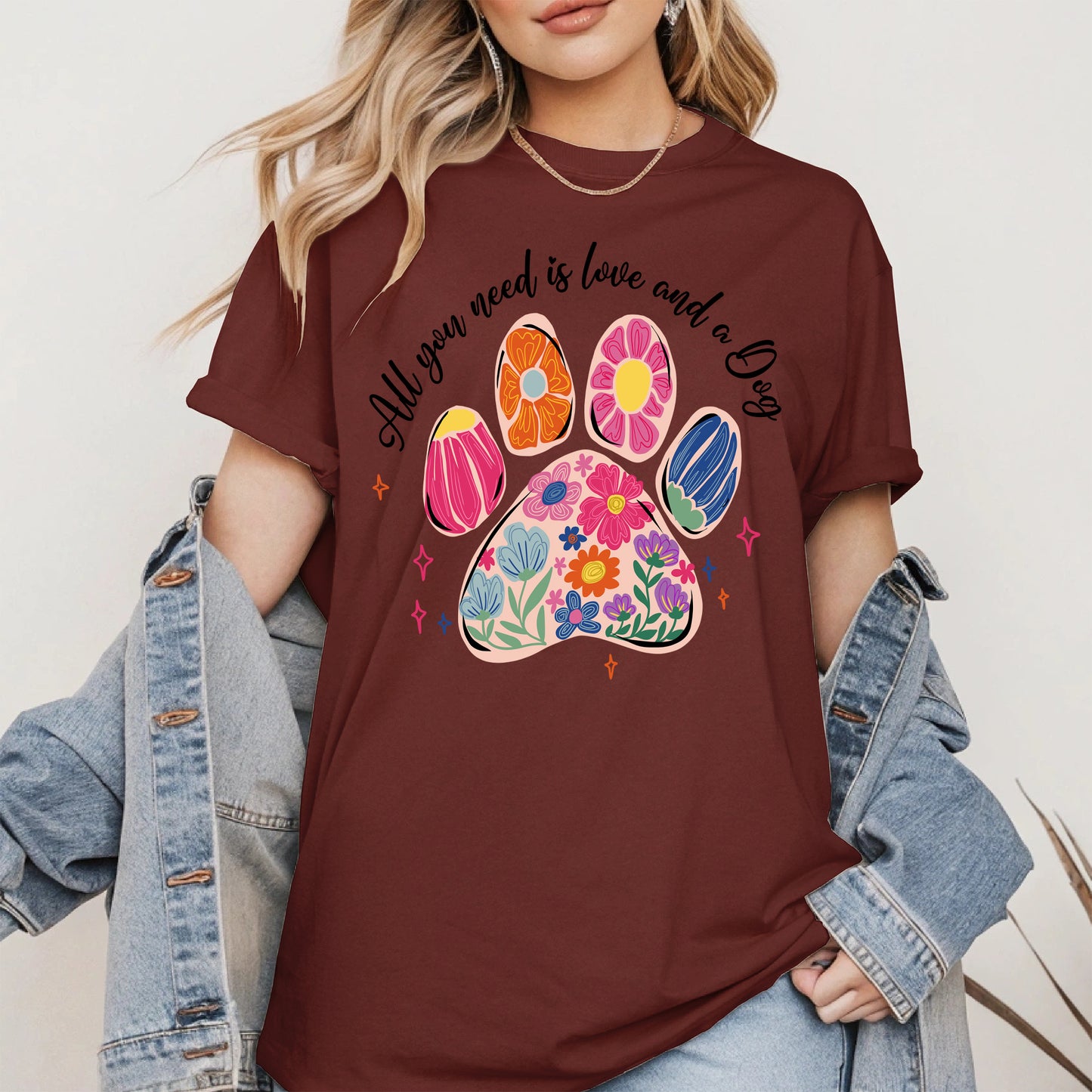 Floral Paw Print Shirt Hoodie Sweatshirt Gift for Pet Moms