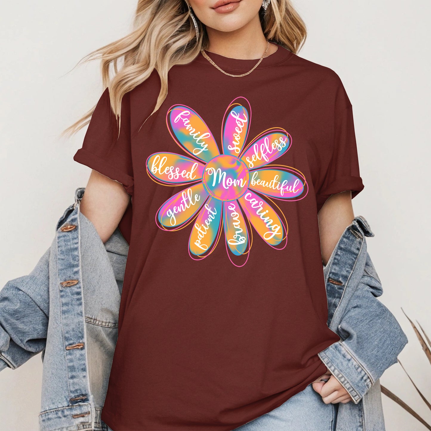 Colorful Flower Mom Shirt Hoodie Sweatshirt Gift for Mothers