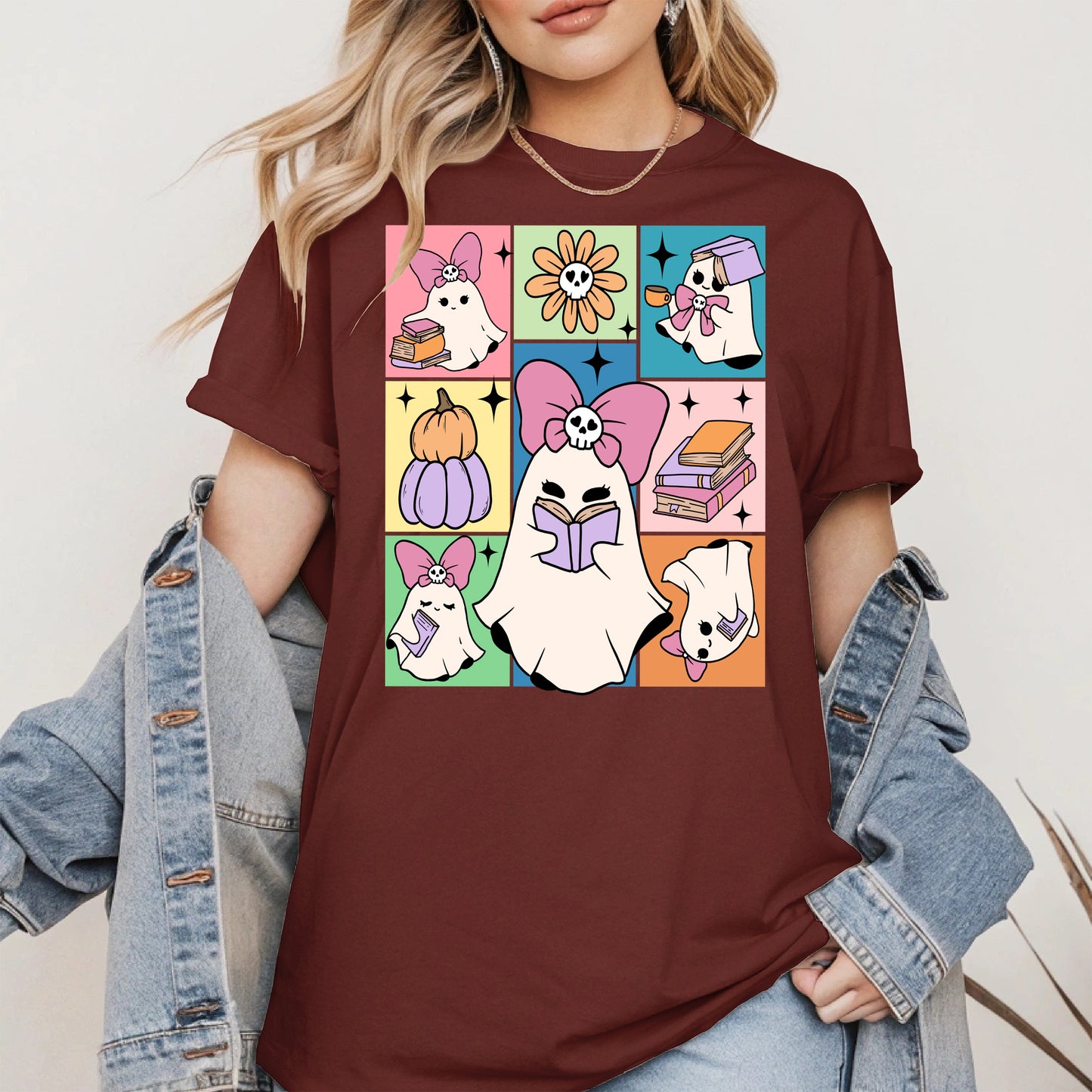 Pastel Ghost Book Lover Halloween Shirt