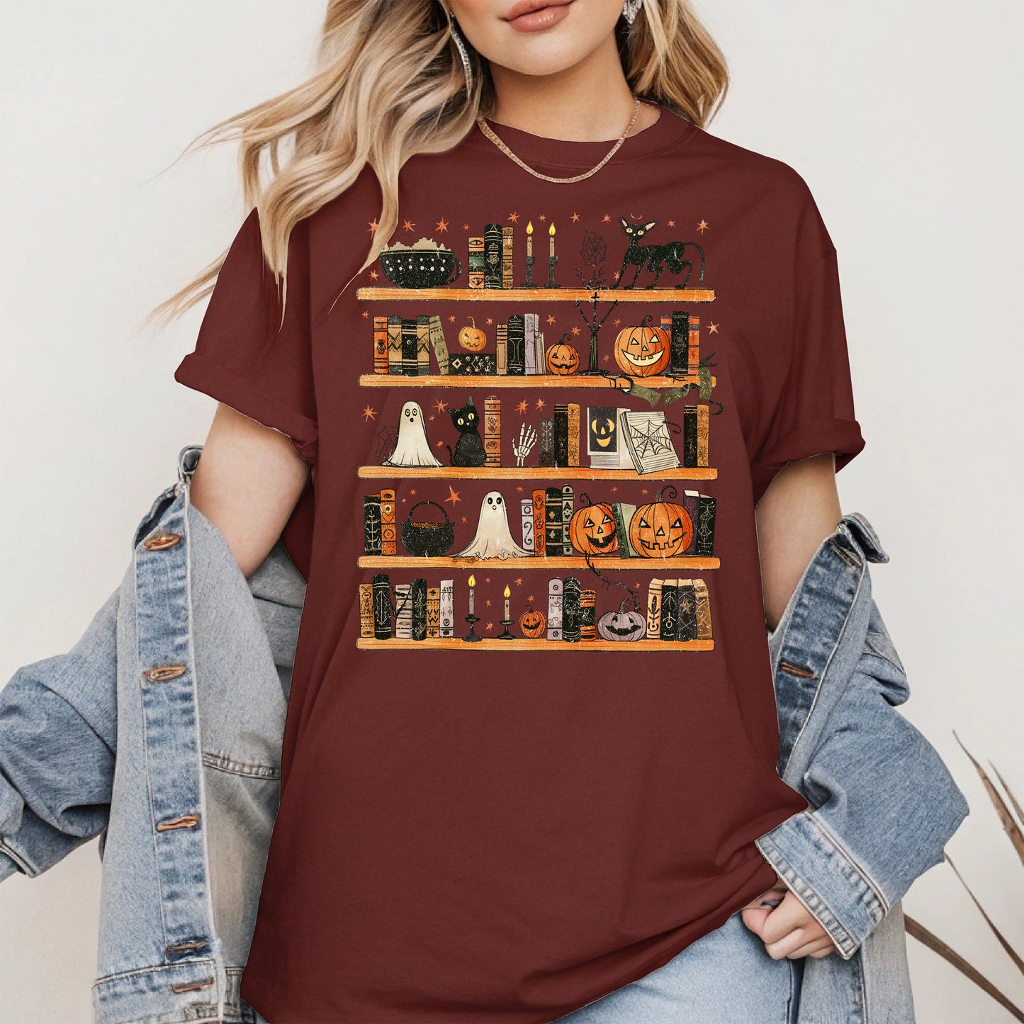 Haunted Bookshelf Halloween Shirt