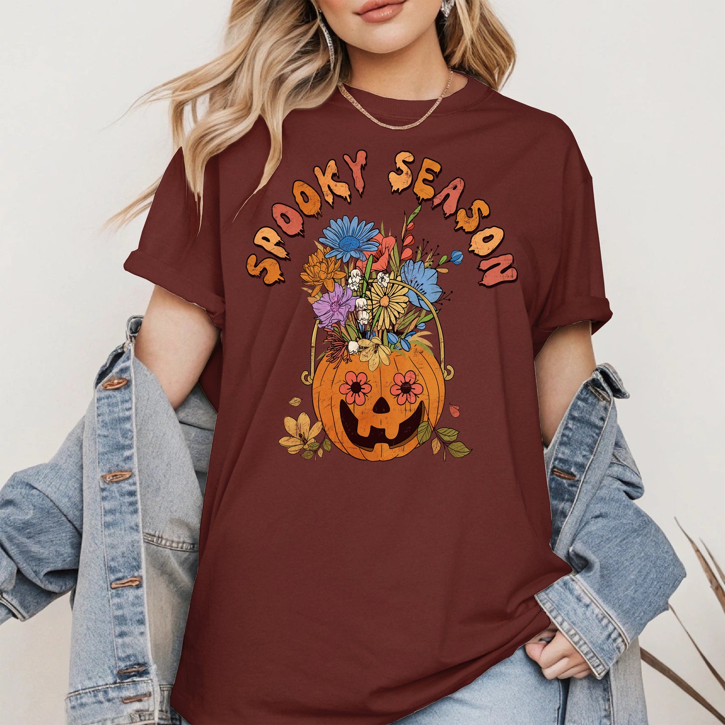 Floral Pumpkin Spooky Season Shirt