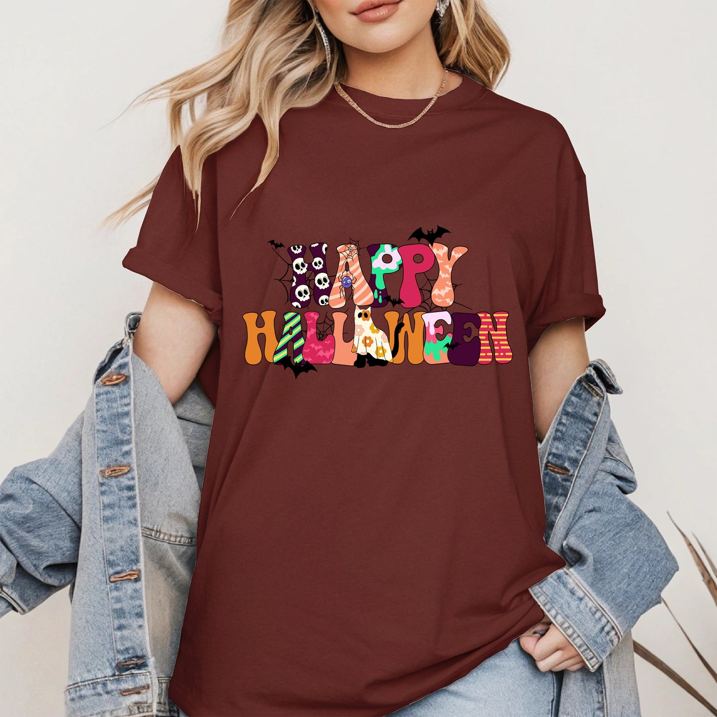 Colorful Ghost Pumpkin Retro Halloween Shirt