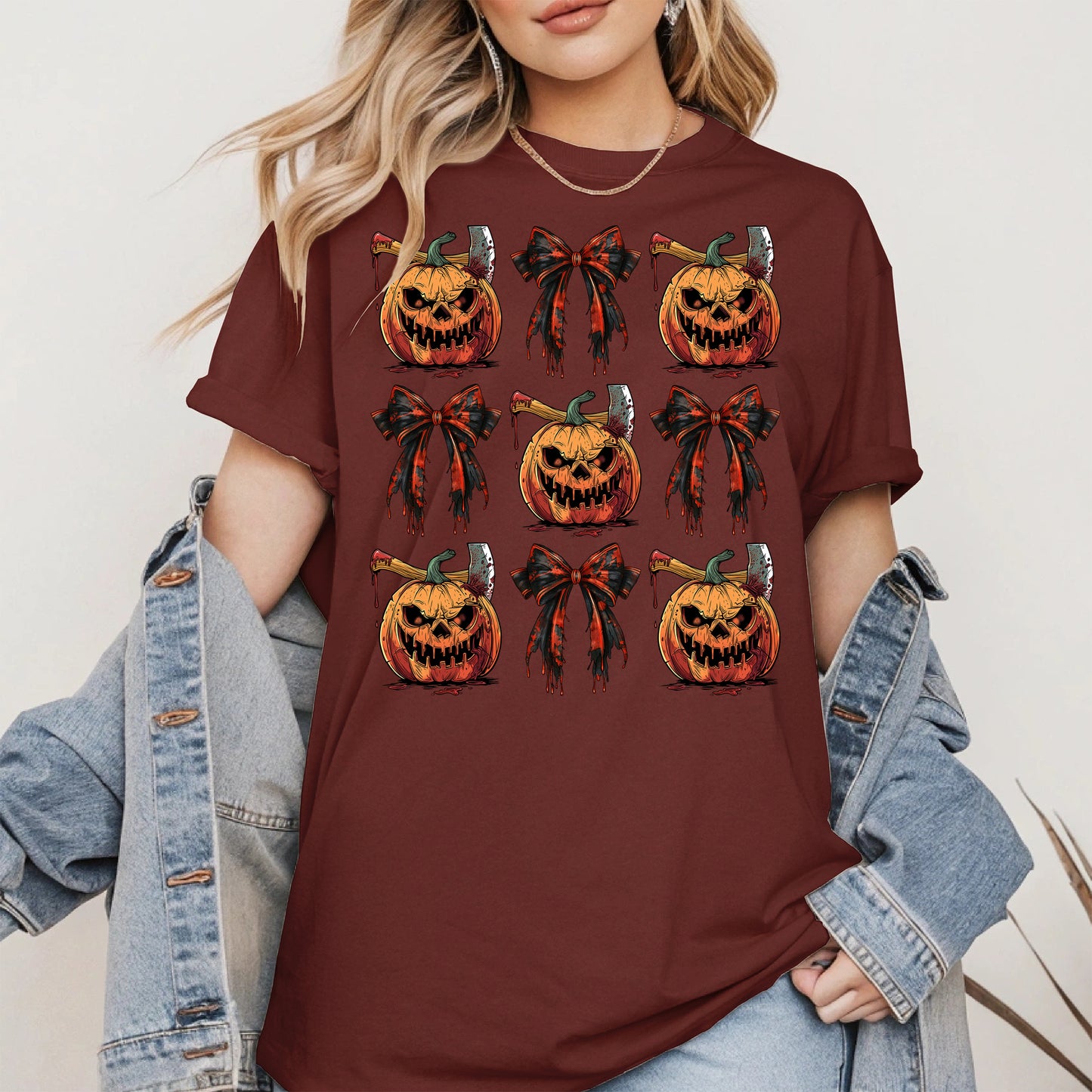 Bloody Pumpkin and Bow Halloween Shirt