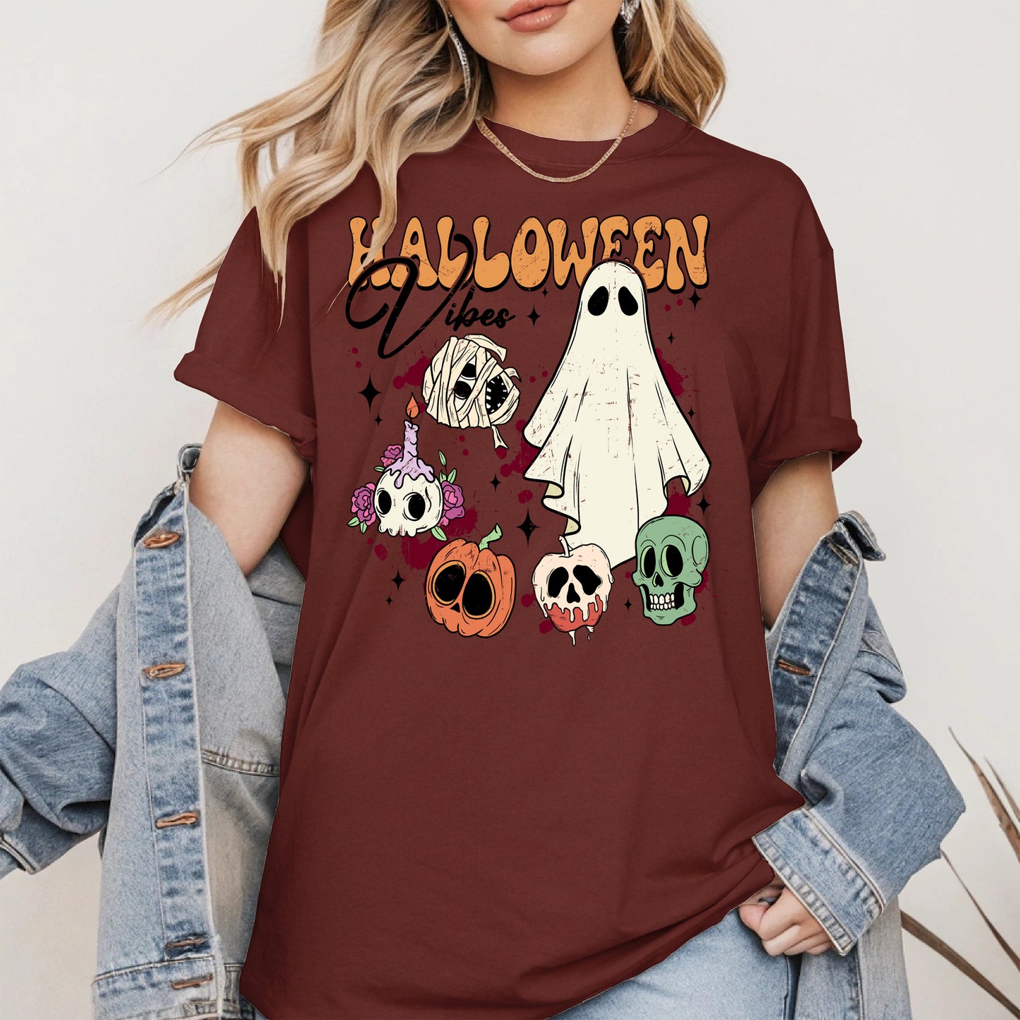 Classic Halloween Ghost and Skull Shirt