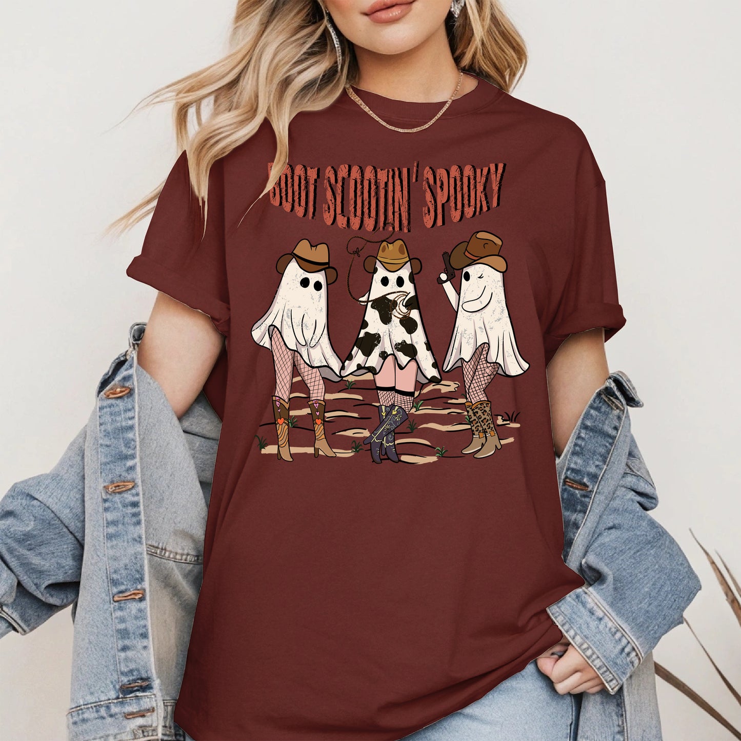 Boot Scootin' Spooky Cowgirl Halloween Tee