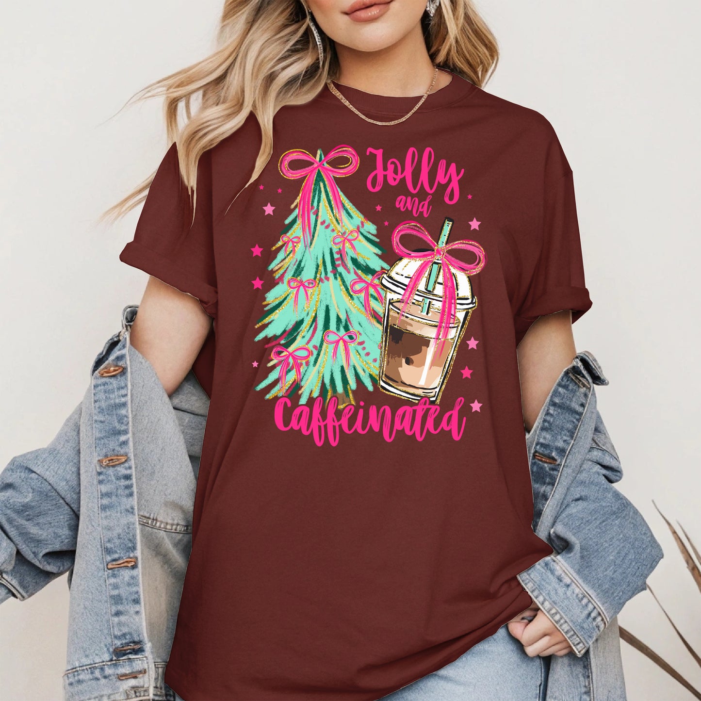 Jolly and Caffeinated Christmas Shirt
