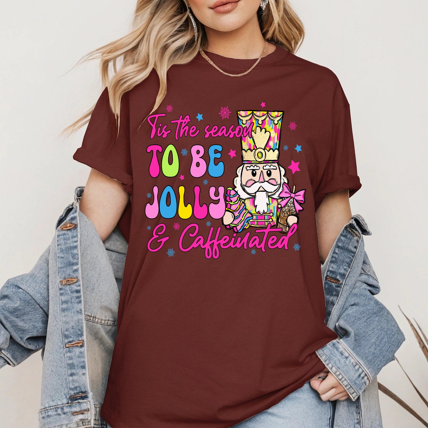 Tis the Season To Be Jolly and Caffeinated Christmas Shirt