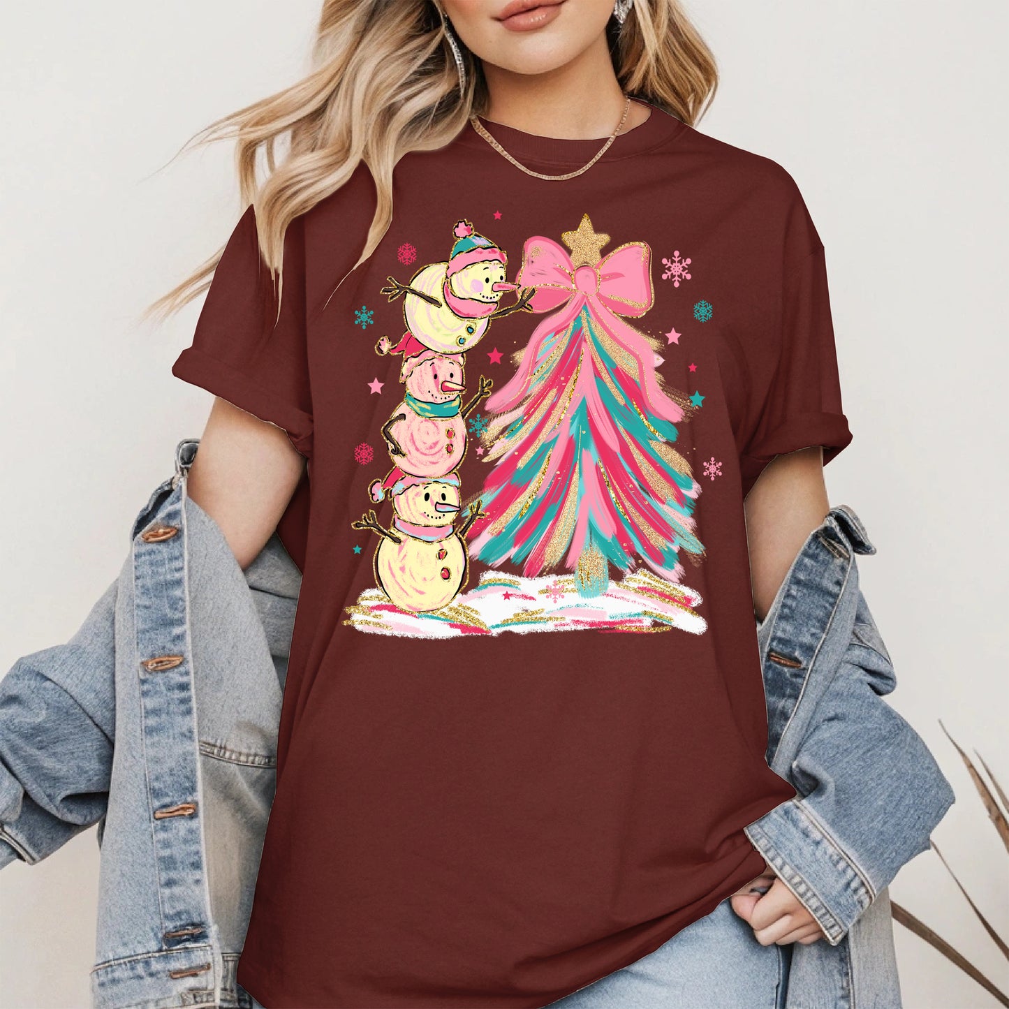 Stacked Snowmen Christmas Tree Shirt