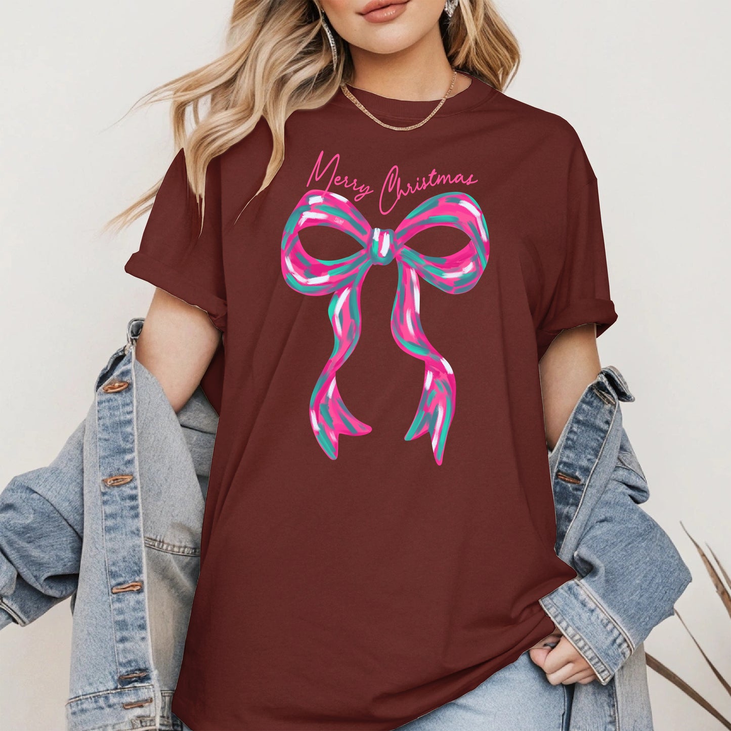 Merry Christmas Coquette Bow Shirt