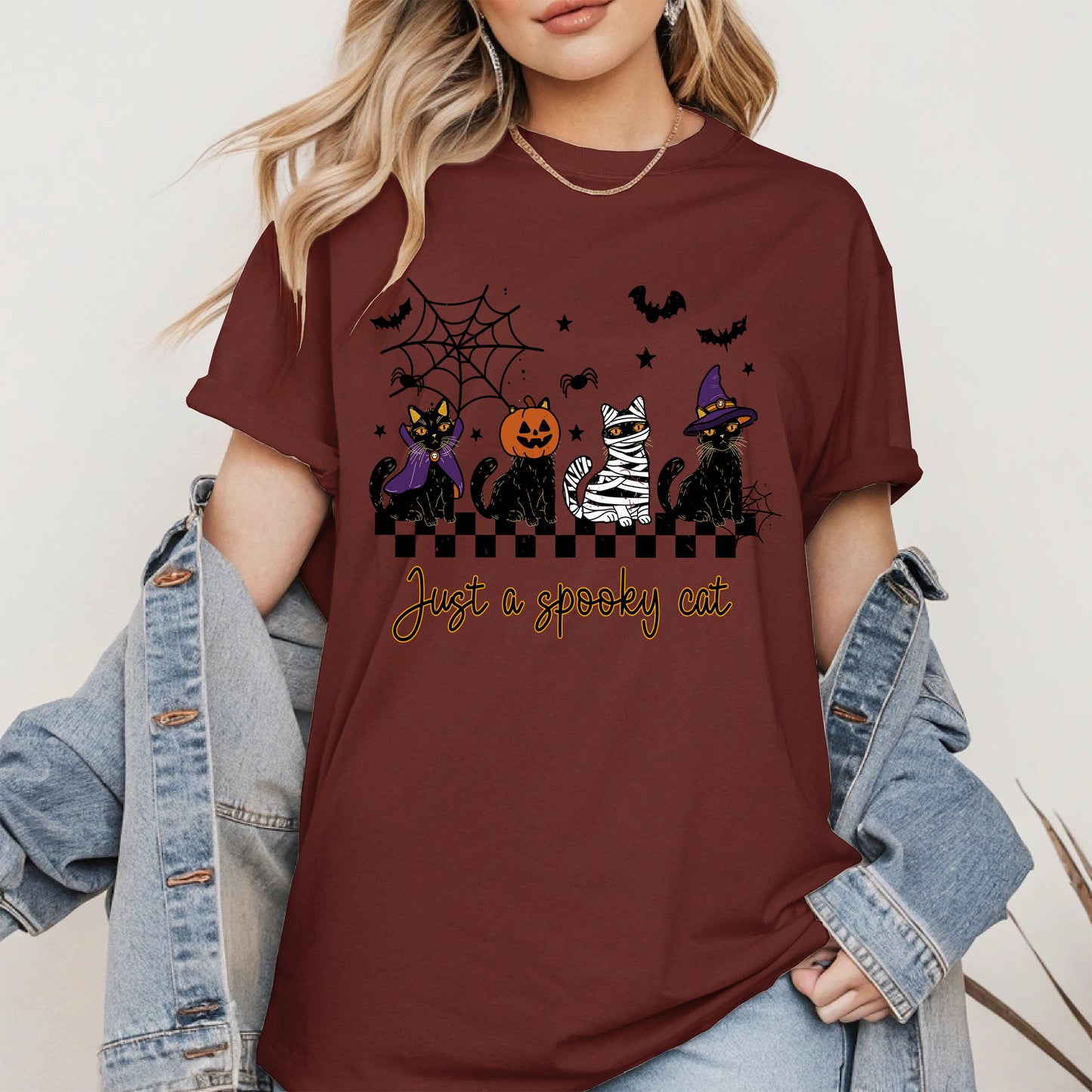 Just a spooky cat halloween shirt