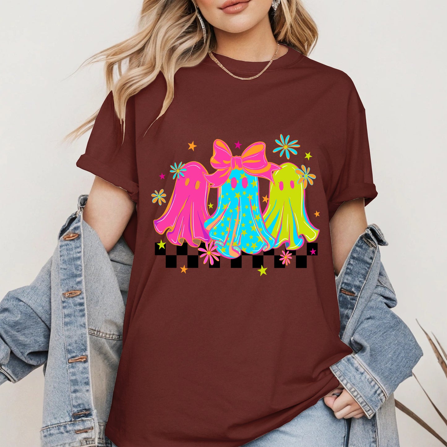 Retro Neon Cute Ghost halloween shirt