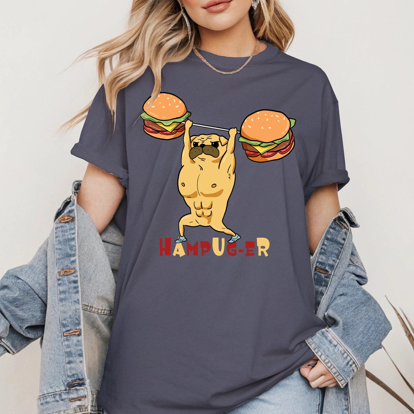 Hampug-er Funny Pug Burger Gym Shirt