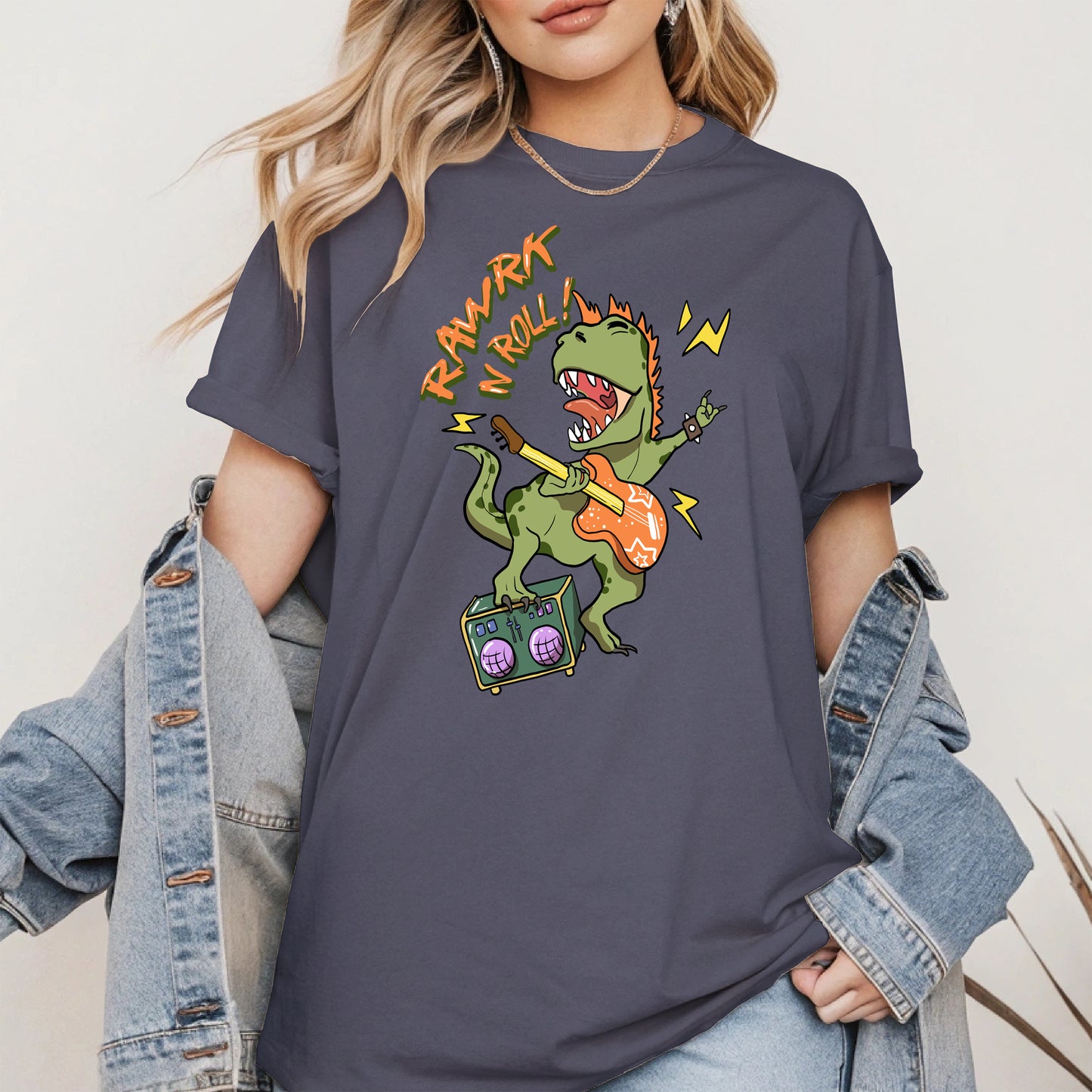 Rawrk N Roll Dinosaur Shirt