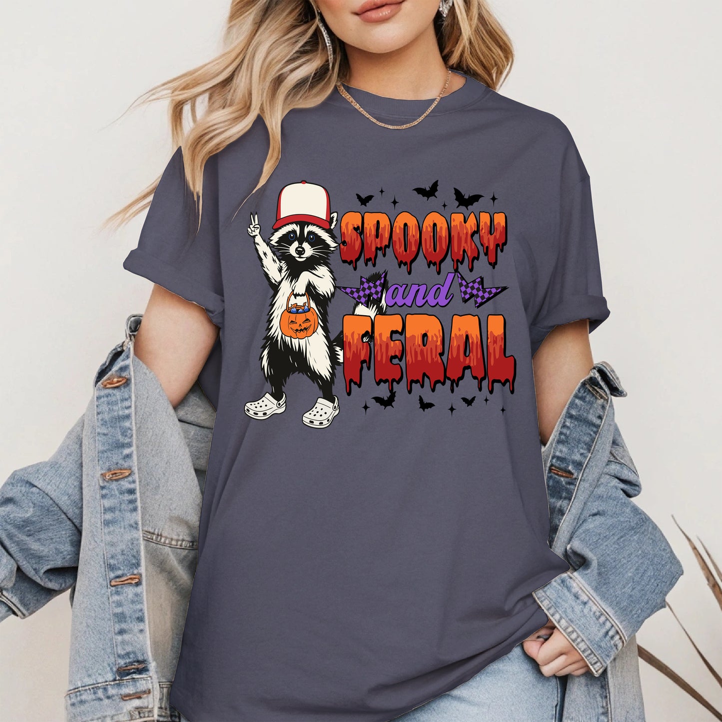 Spooky and Feral Shirt Hoodie Sweatshirt for Halloween Lovers