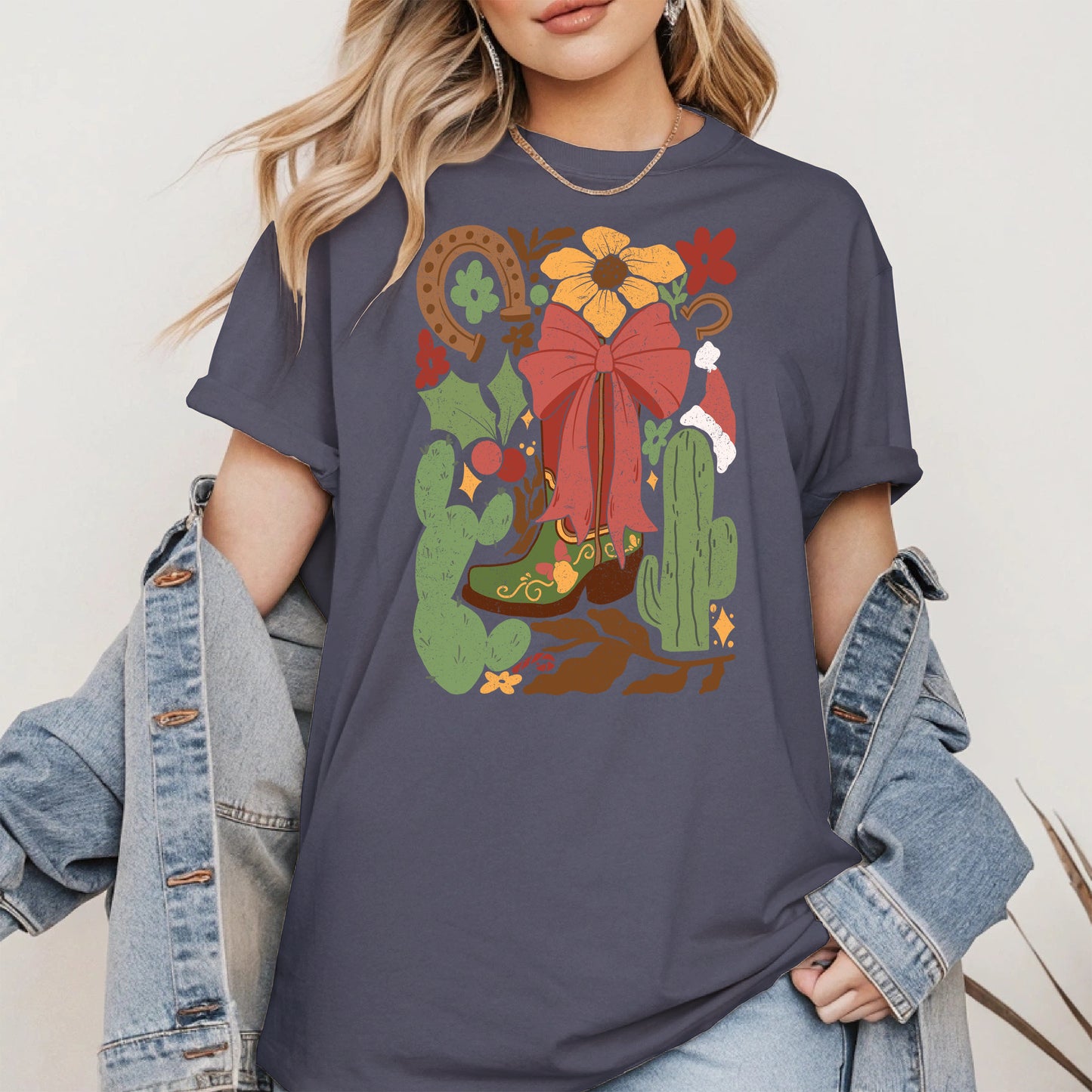 Western Christmas Cowboy Boot Shirt Hoodie