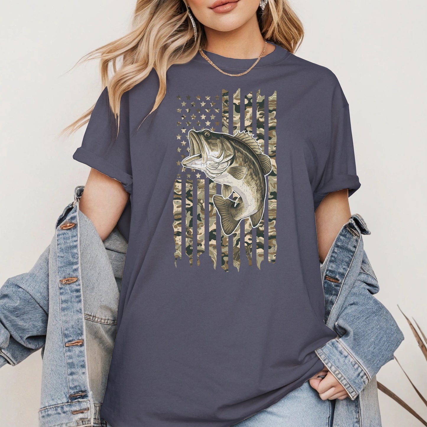 Patriotic Camo American Flag Fishing Shirt Hoodie