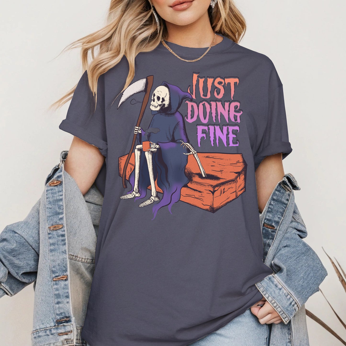 Just Doing Fine Grim Reaper Shirt