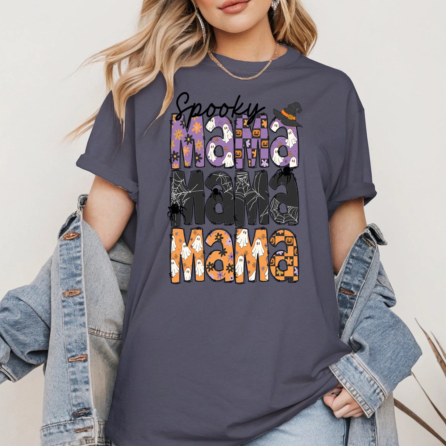 Halloween Mama Shirt - Ghosts and Spooky Patterns