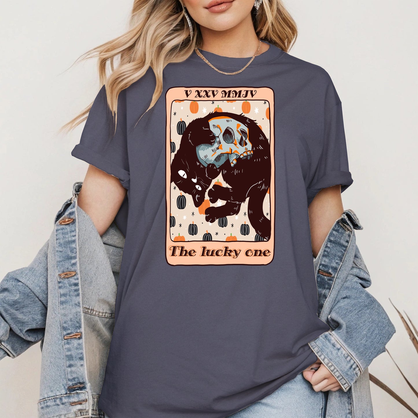 The Lucky One - Halloween Black Cat Tarot Tee